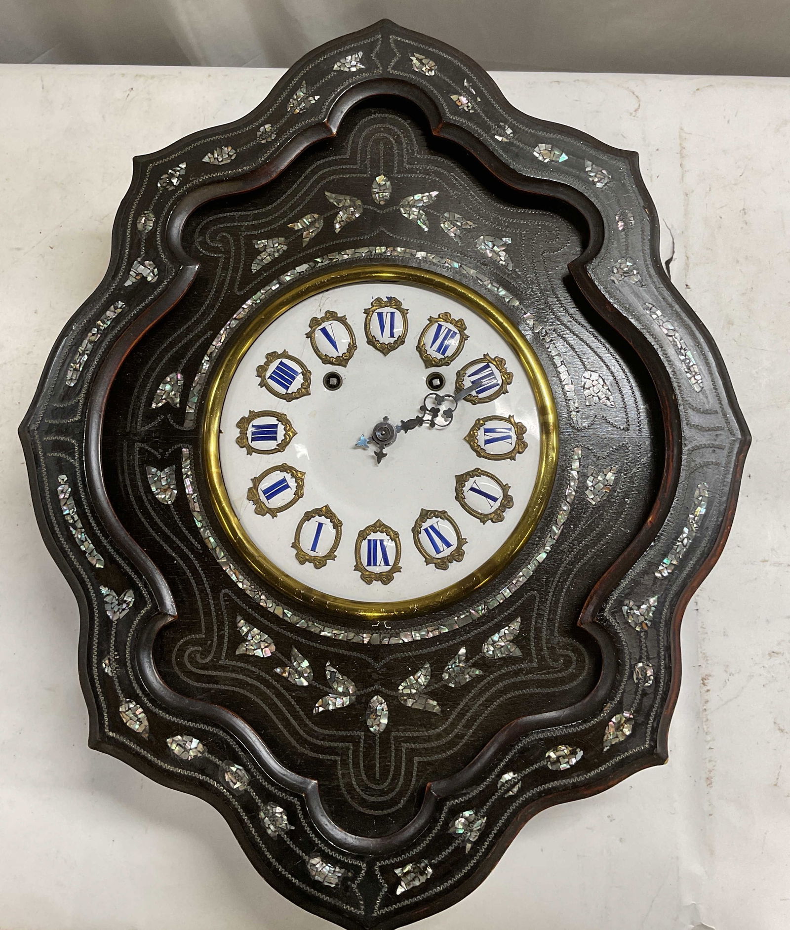 Antique French Napoleon Style MOP Wall Clock 25in (1 of 9)