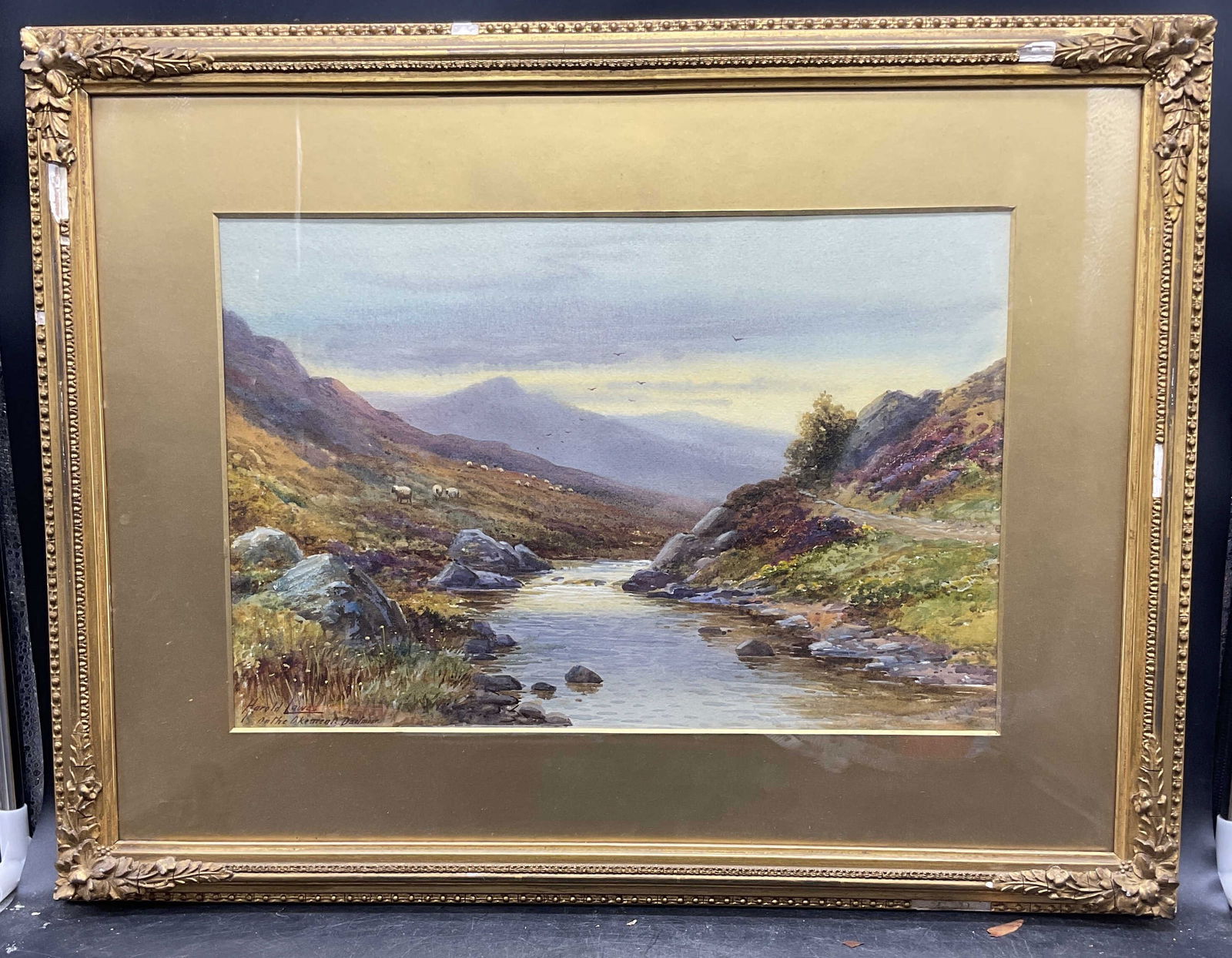 Sgn Lawes Landscape Sheep Watercolor Painting (1 of 6)