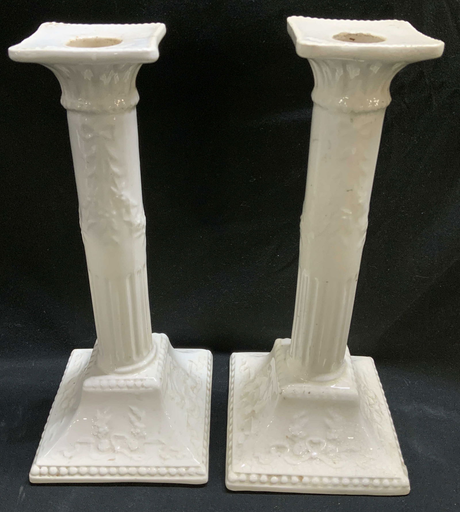 Sgnd Pair Vtg Embossed Floral Candlesticks (1 of 7)