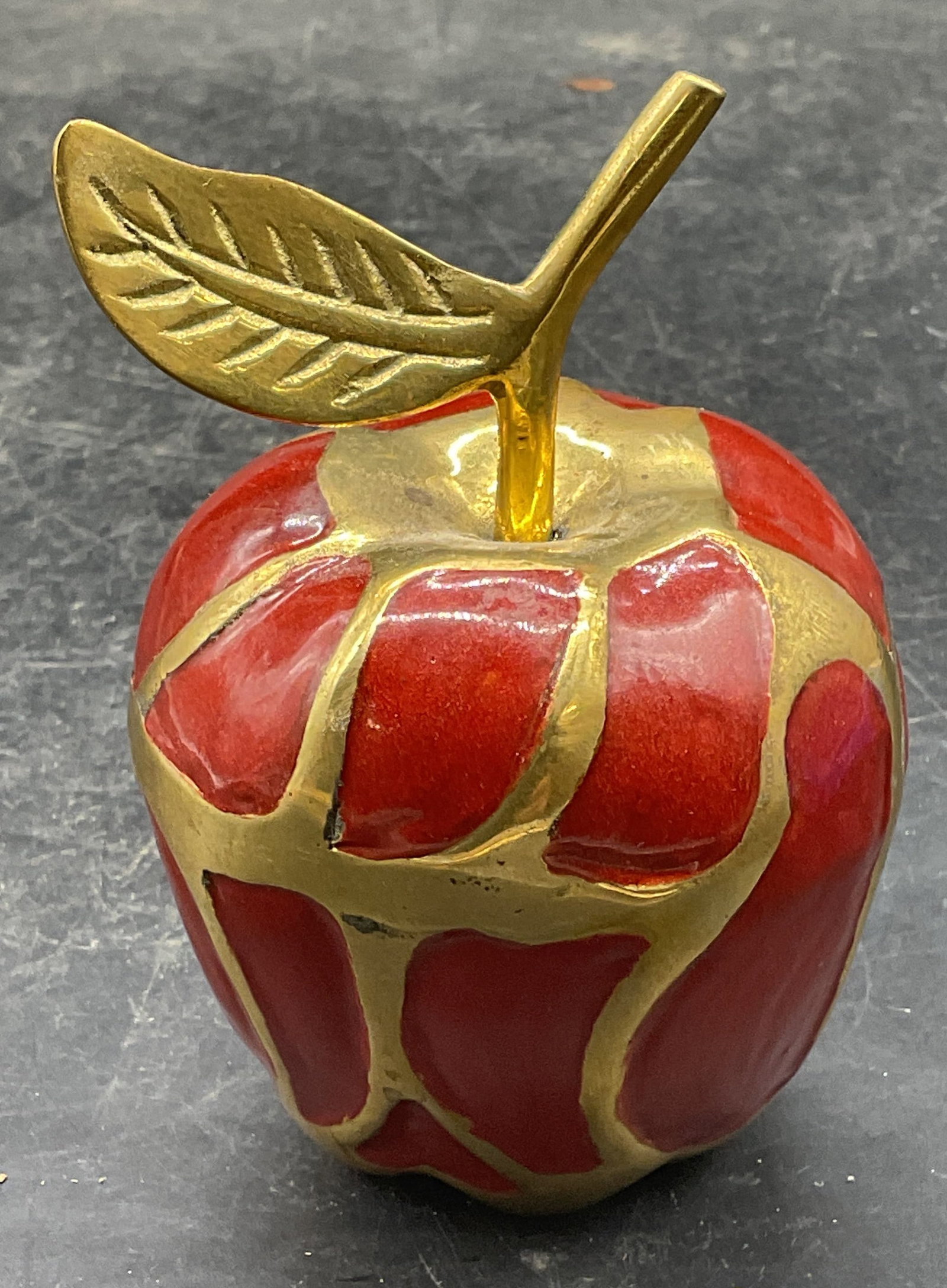 Brass Red Enamel Apple Paperweight (1 of 6)