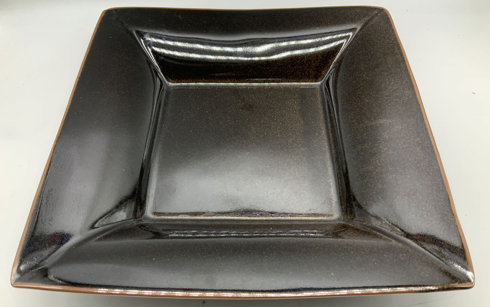Vtg Brown Glazed Square Serving Dish (1 of 6)