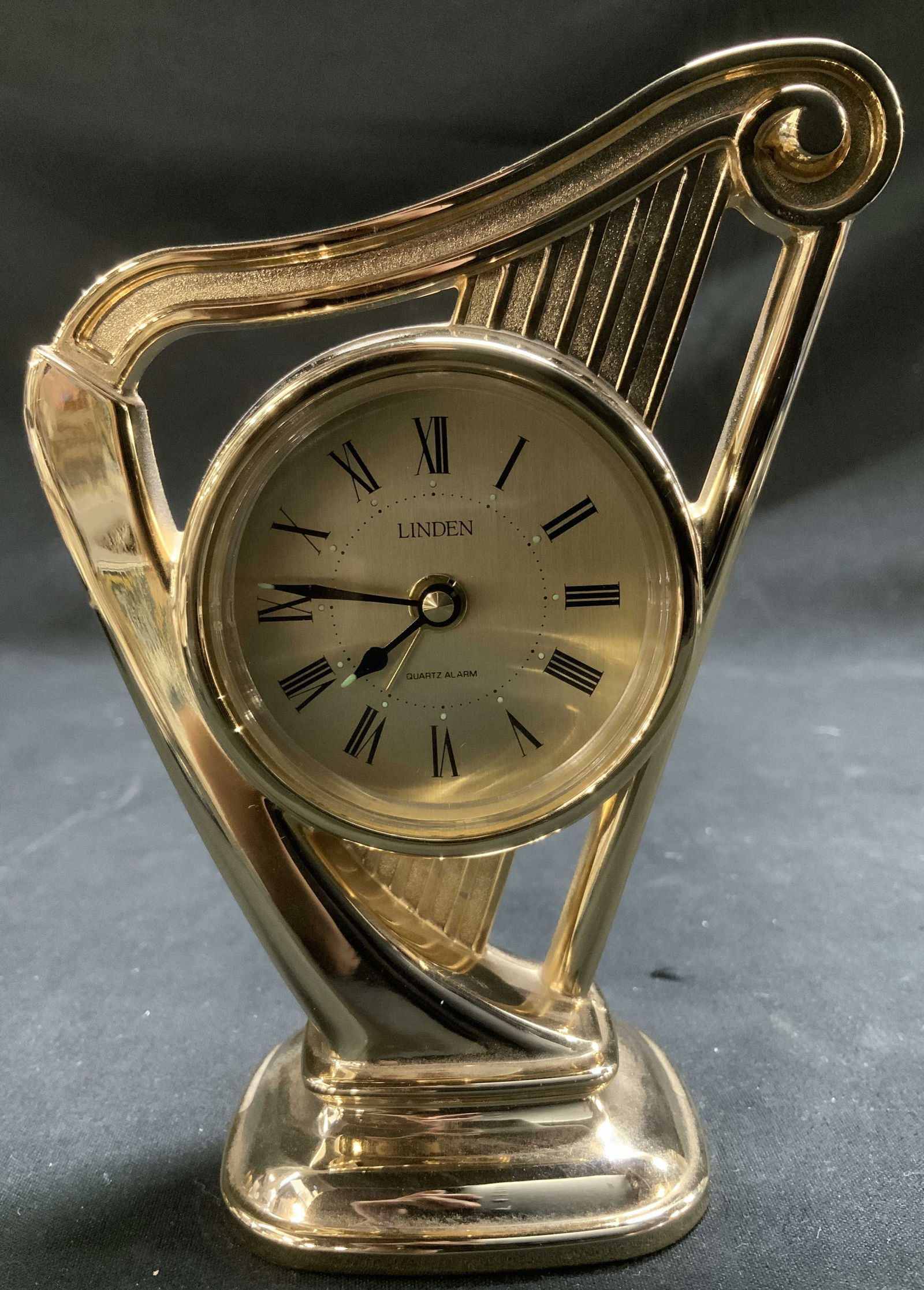 Vntg Linden Harp Quartz Alarm Clock JAPAN (1 of 6)
