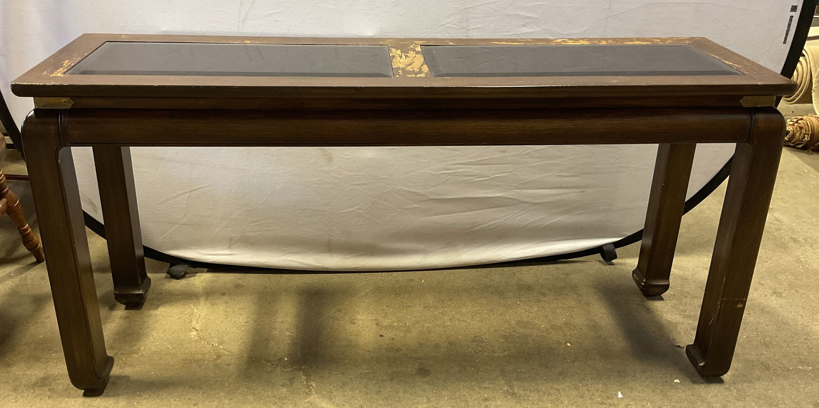 Wood & Glass Panel Console Side Table (1 of 6)