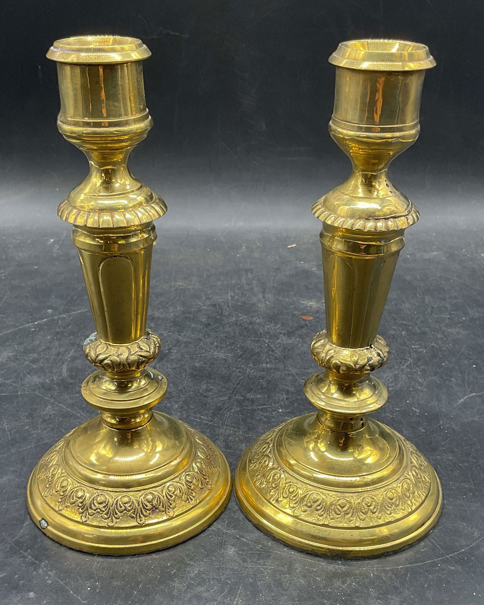 Pair Vintage Ornate Brass Candlesticks (1 of 6)
