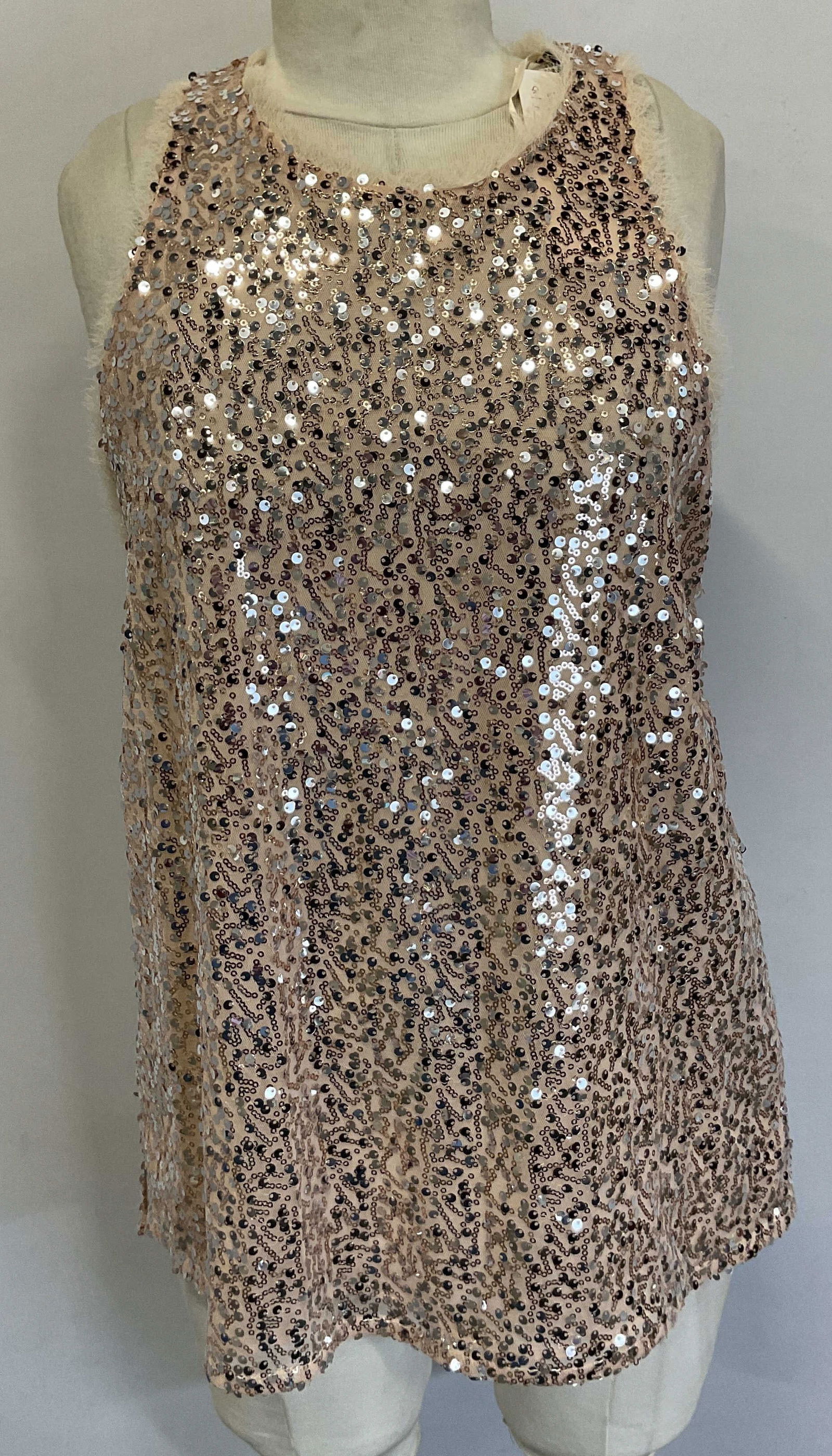Zara Key Hole Sequined Pink Sleeveless Top NWT (1 of 6)