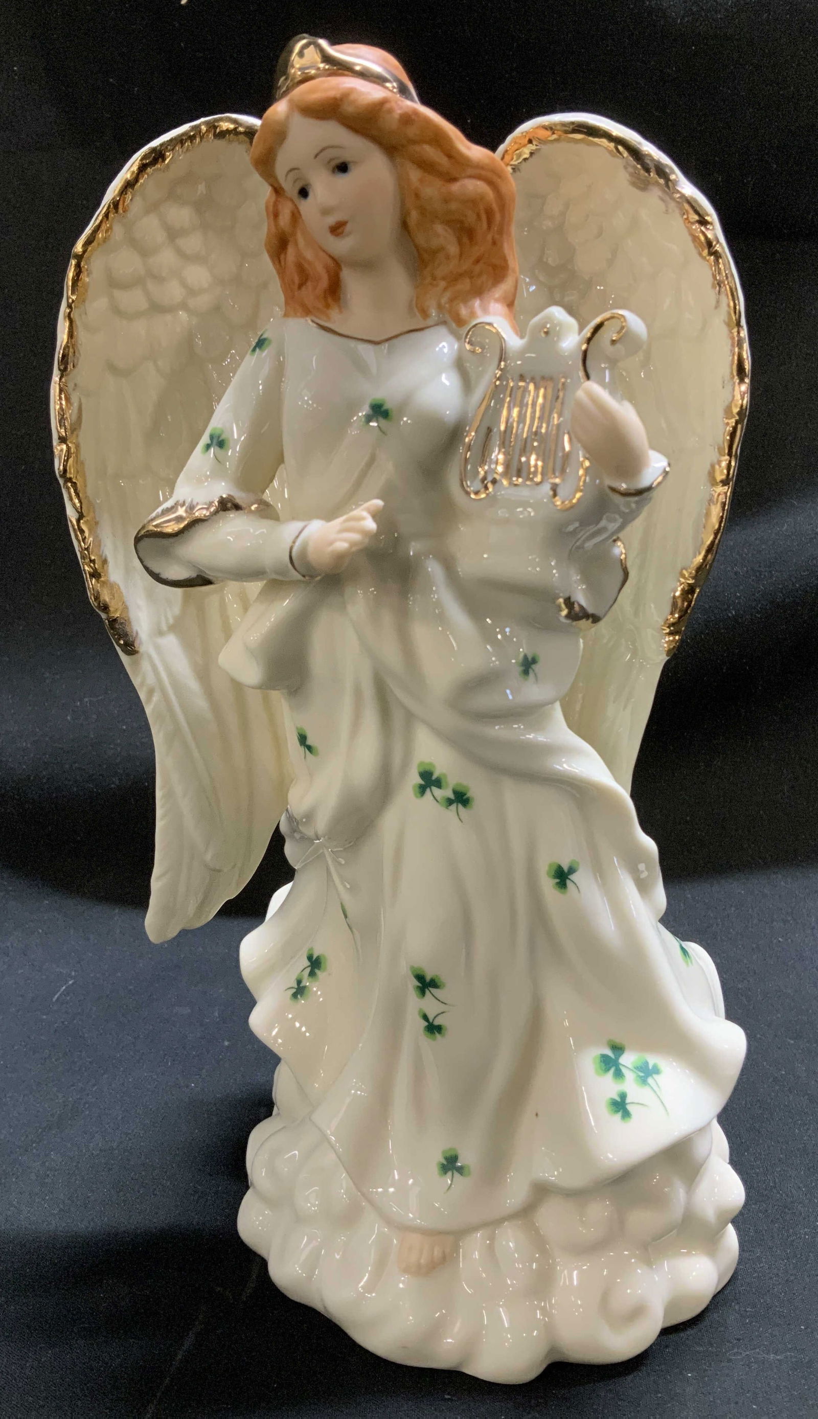 Vtg Irish Angel Gilt Harp Porcelain Figurine (1 of 6)