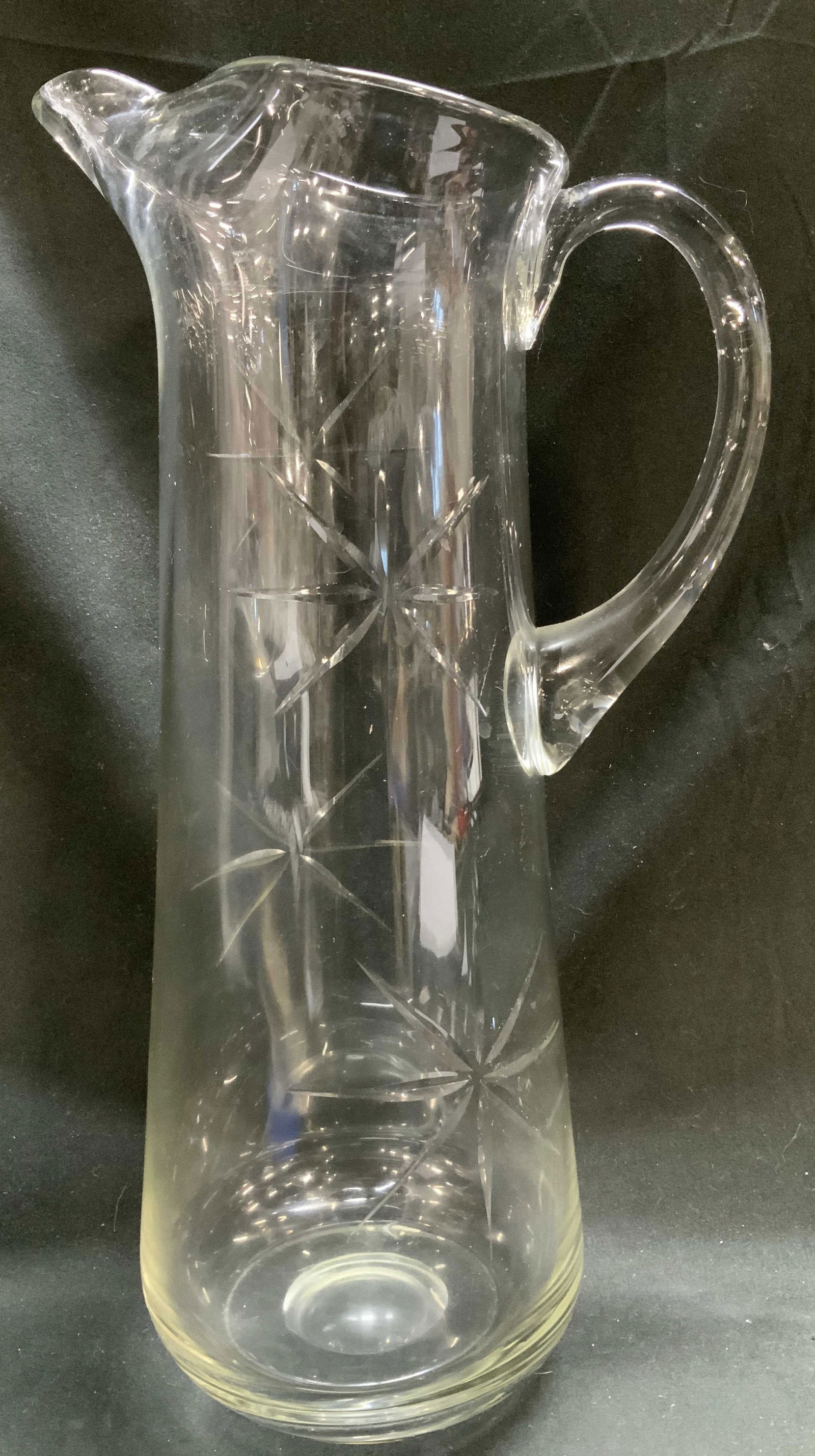 Vintage Star Cut Tall Glass Pitcher 14in (1 of 6)