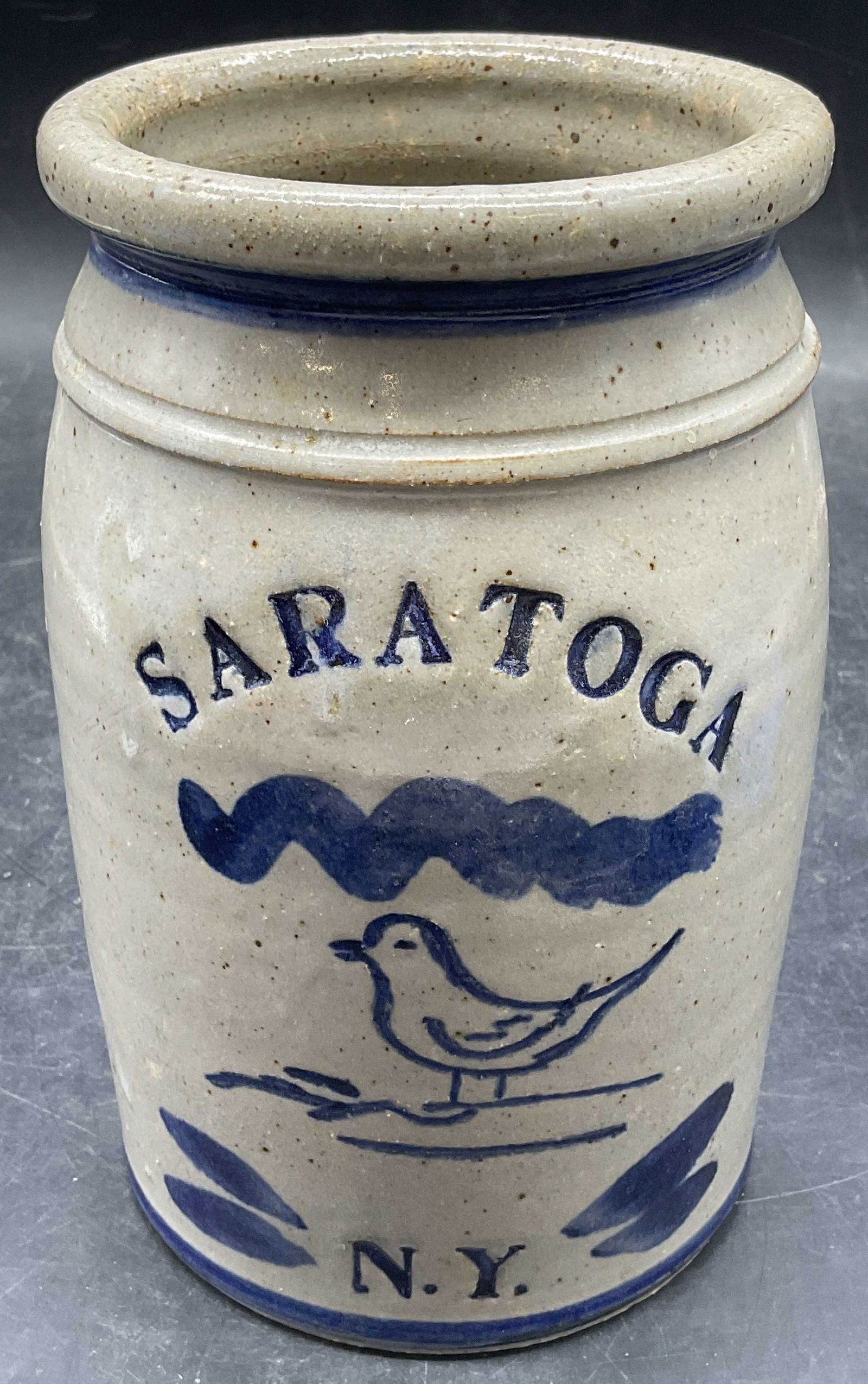 Saratoga NY Salt Glaze Stoneware Crock (1 of 6)