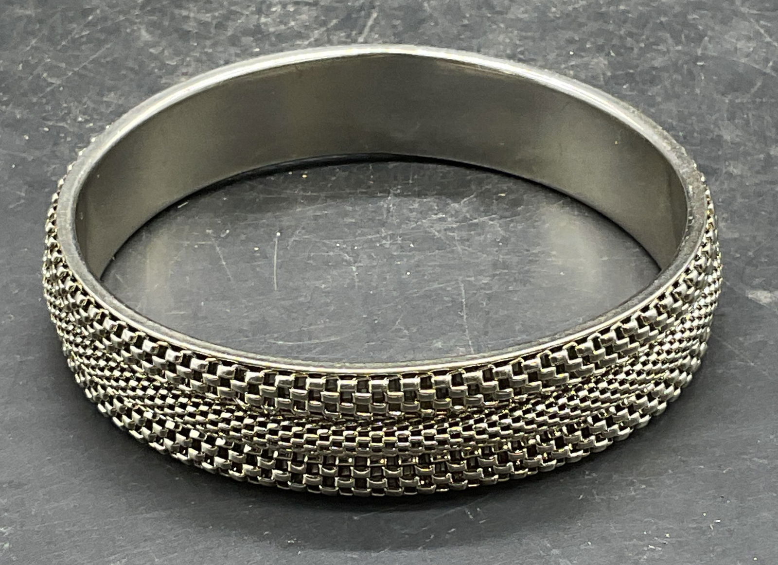 Silver Tone Mesh Chain Bangle Bracelet (1 of 6)
