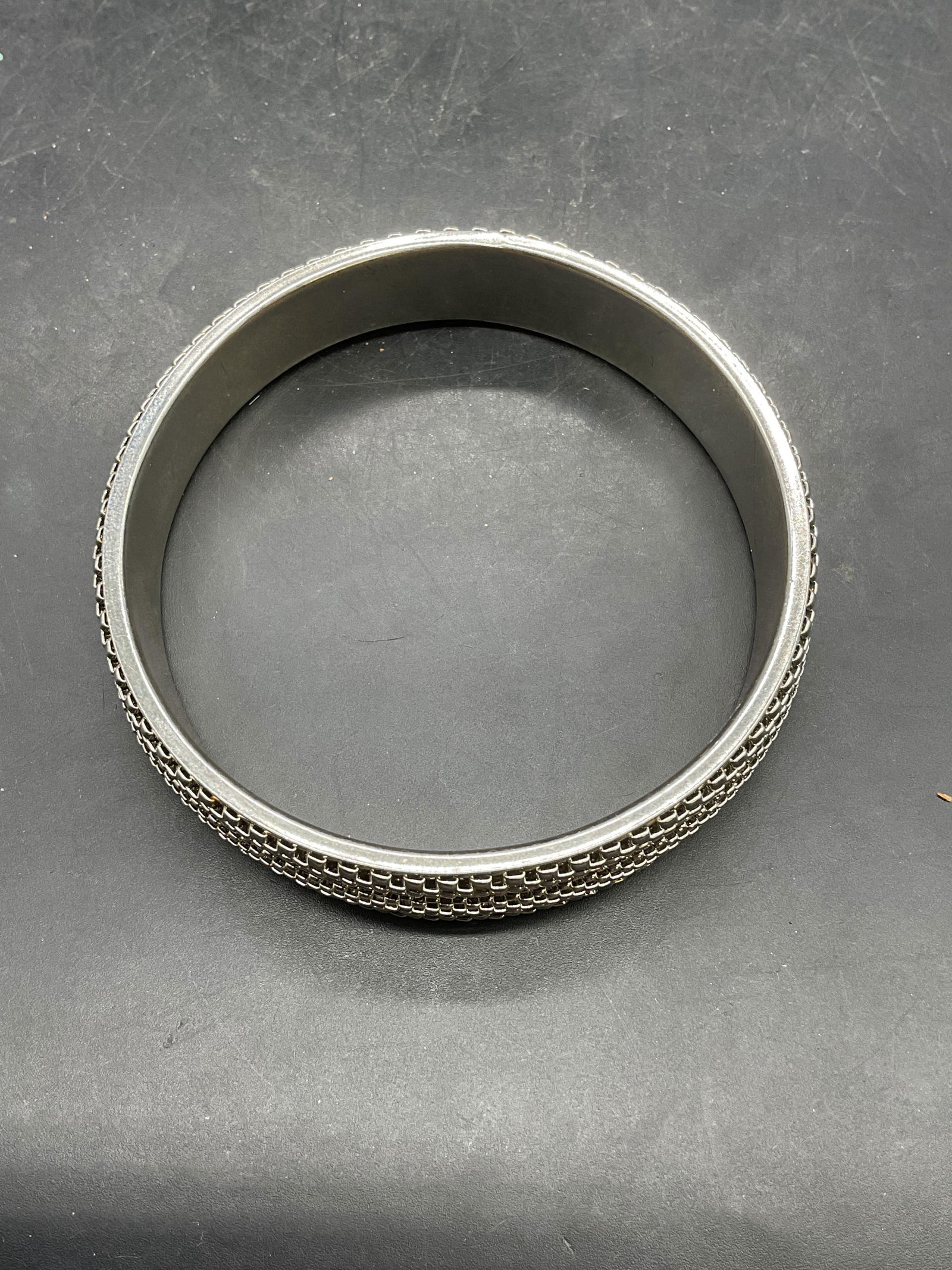 Silver Tone Mesh Chain Bangle Bracelet - 2