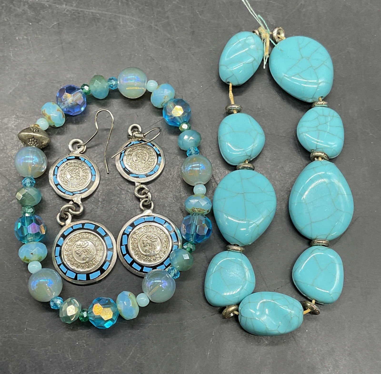 Lot 3 Faux Turquoise Bracelet, Earrings + (1 of 6)