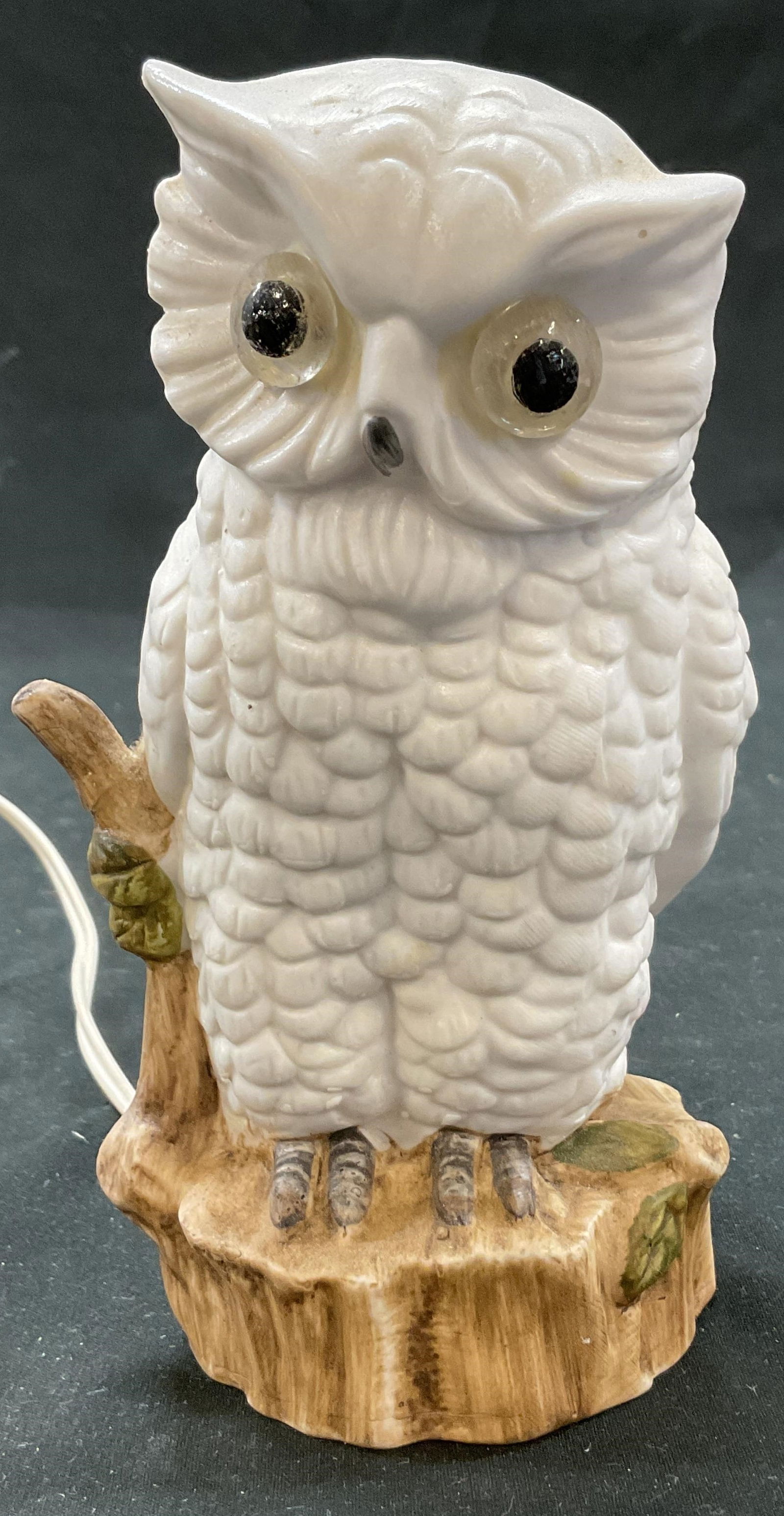 Vintage Chalkware Owl Figure Table Lamp (1 of 9)