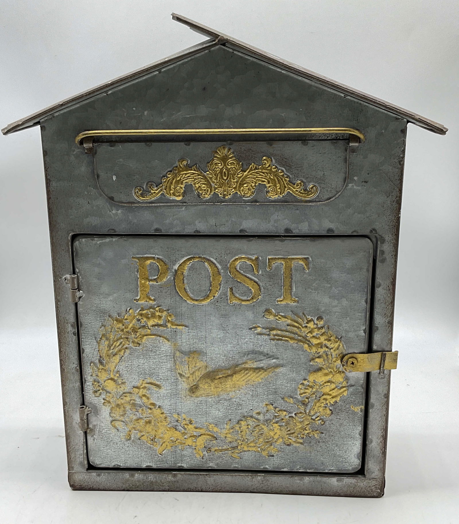 Vintage Galvanized Metal Embossed Wall Mailbox (1 of 11)