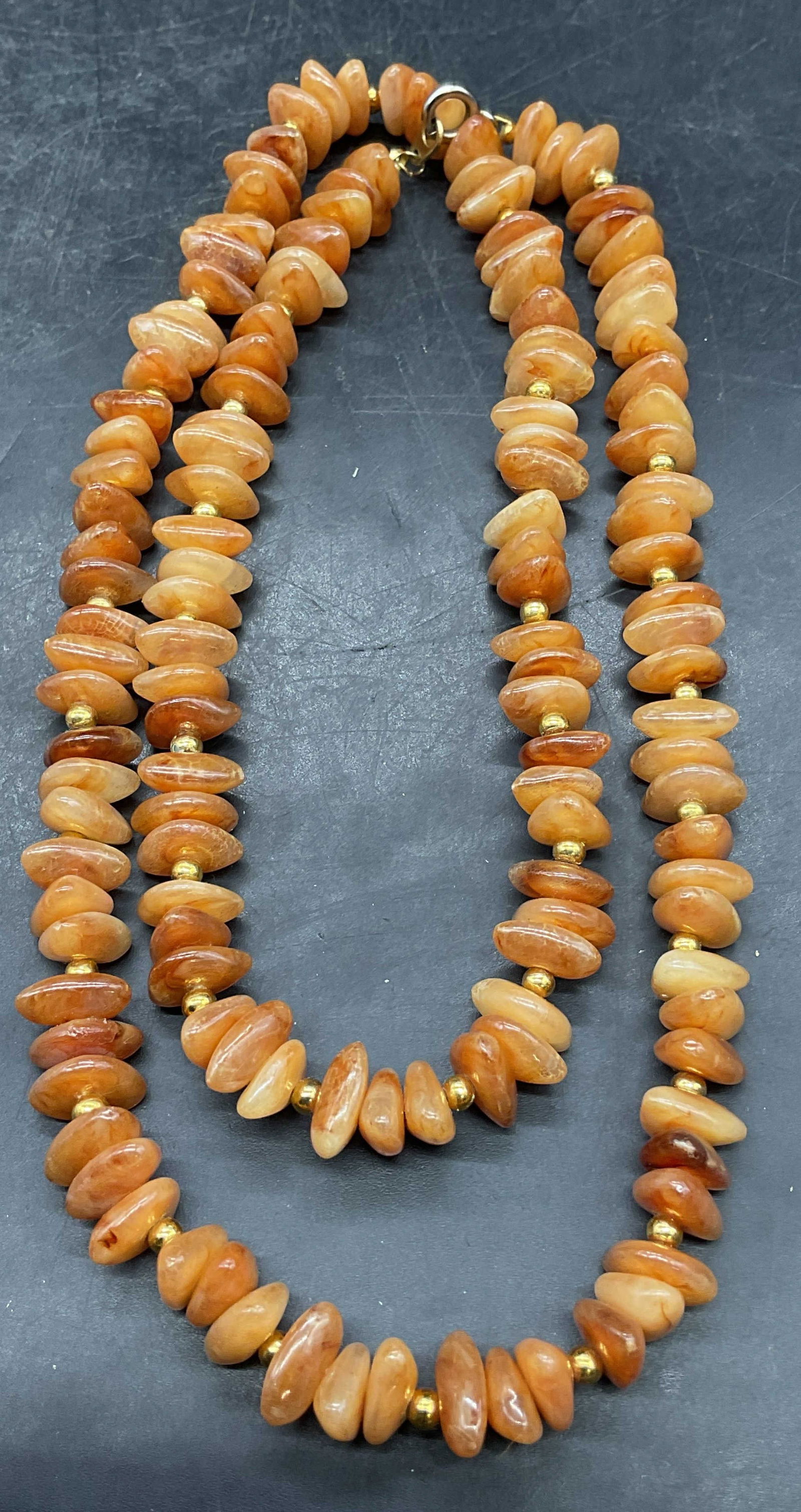 Vintage Orange Faux Stone Beaded Necklace (1 of 6)