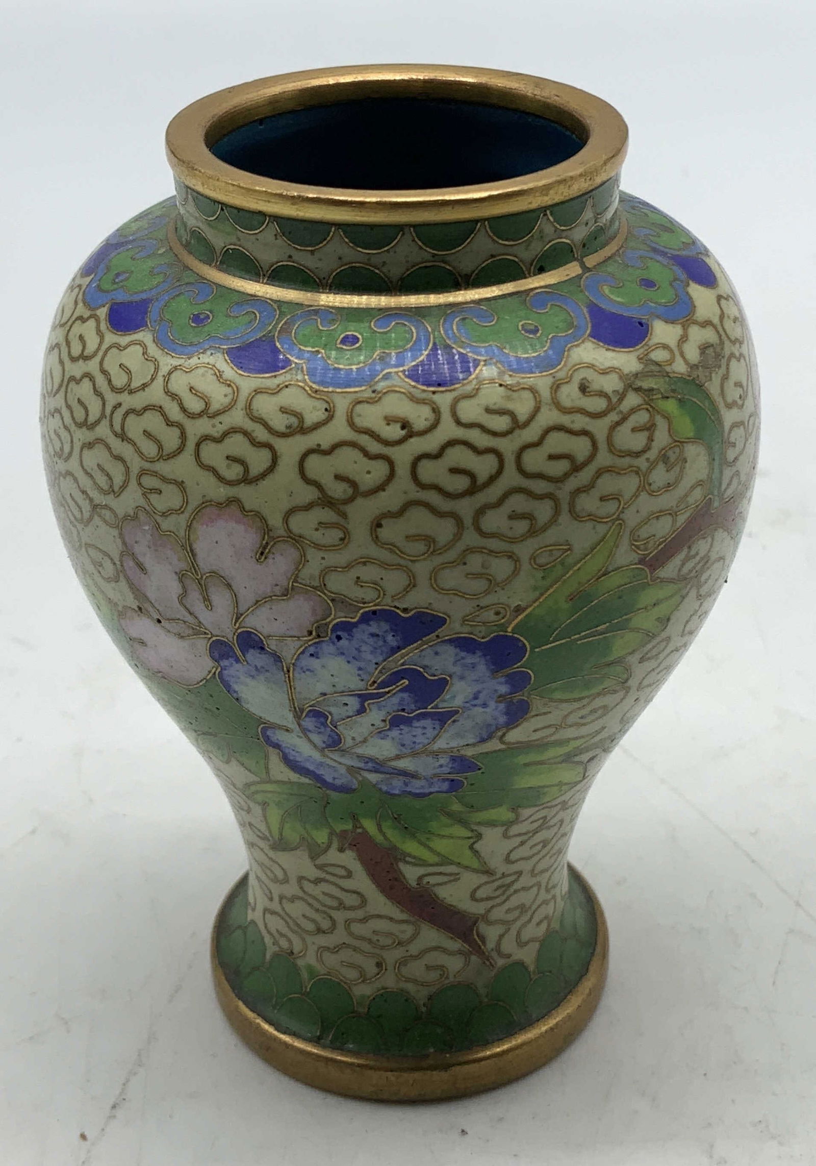 Vtg Asian Cloisonne Enamel Floral Vase (1 of 6)