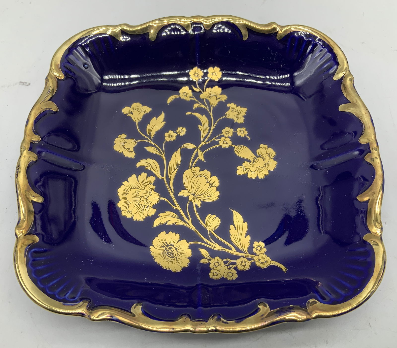Vtg Royal Porzellan KPM Cobalt & Floral Gilt Dish (1 of 7)