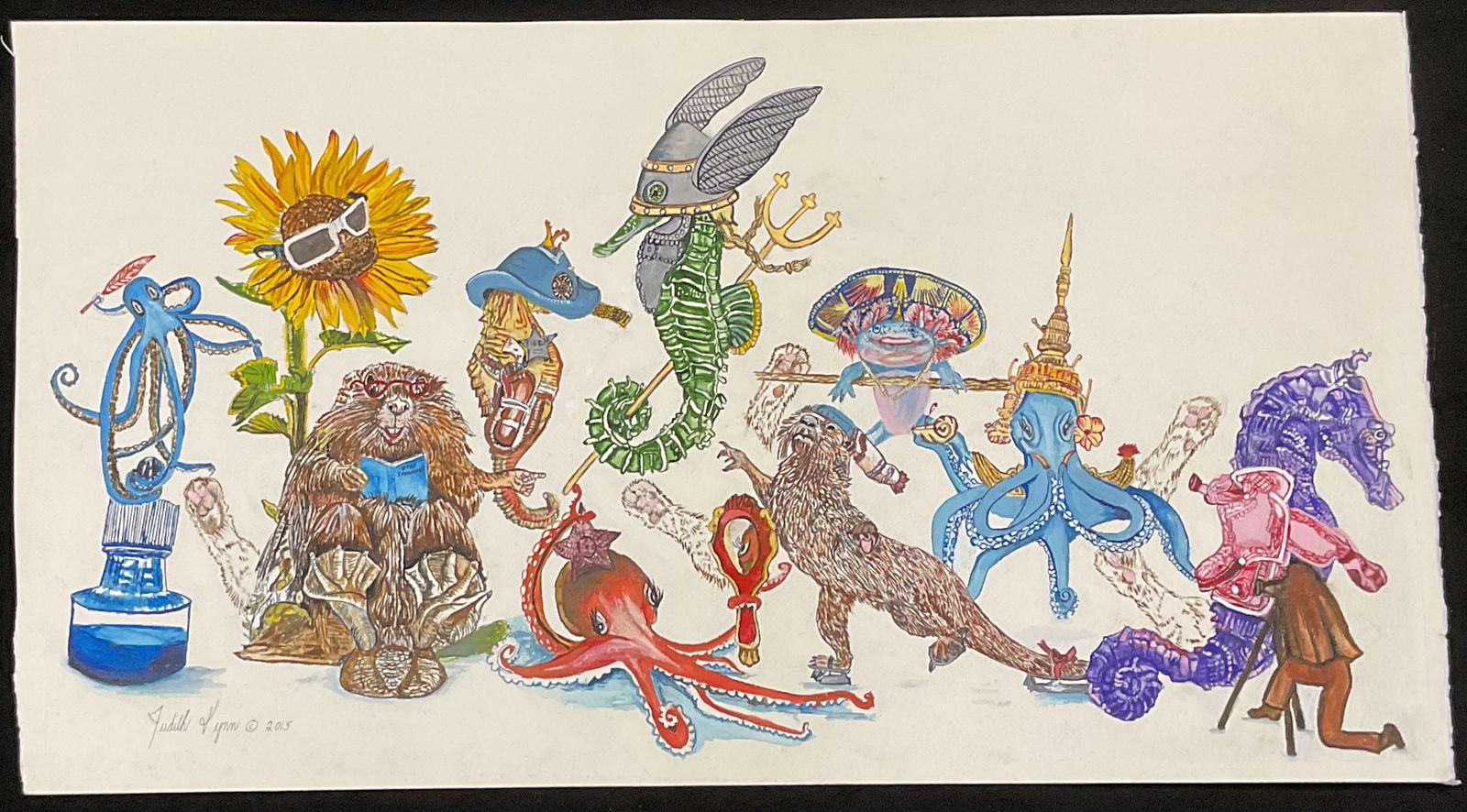 Judith Lynn Whimsical Animal Wtrclr Painting 31in (1 of 6)