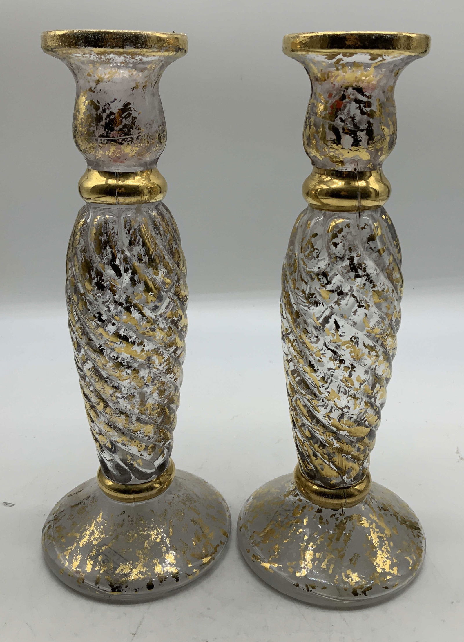 Pair Pottery Barn Gilt Glass Candlesticks ITALY (1 of 6)