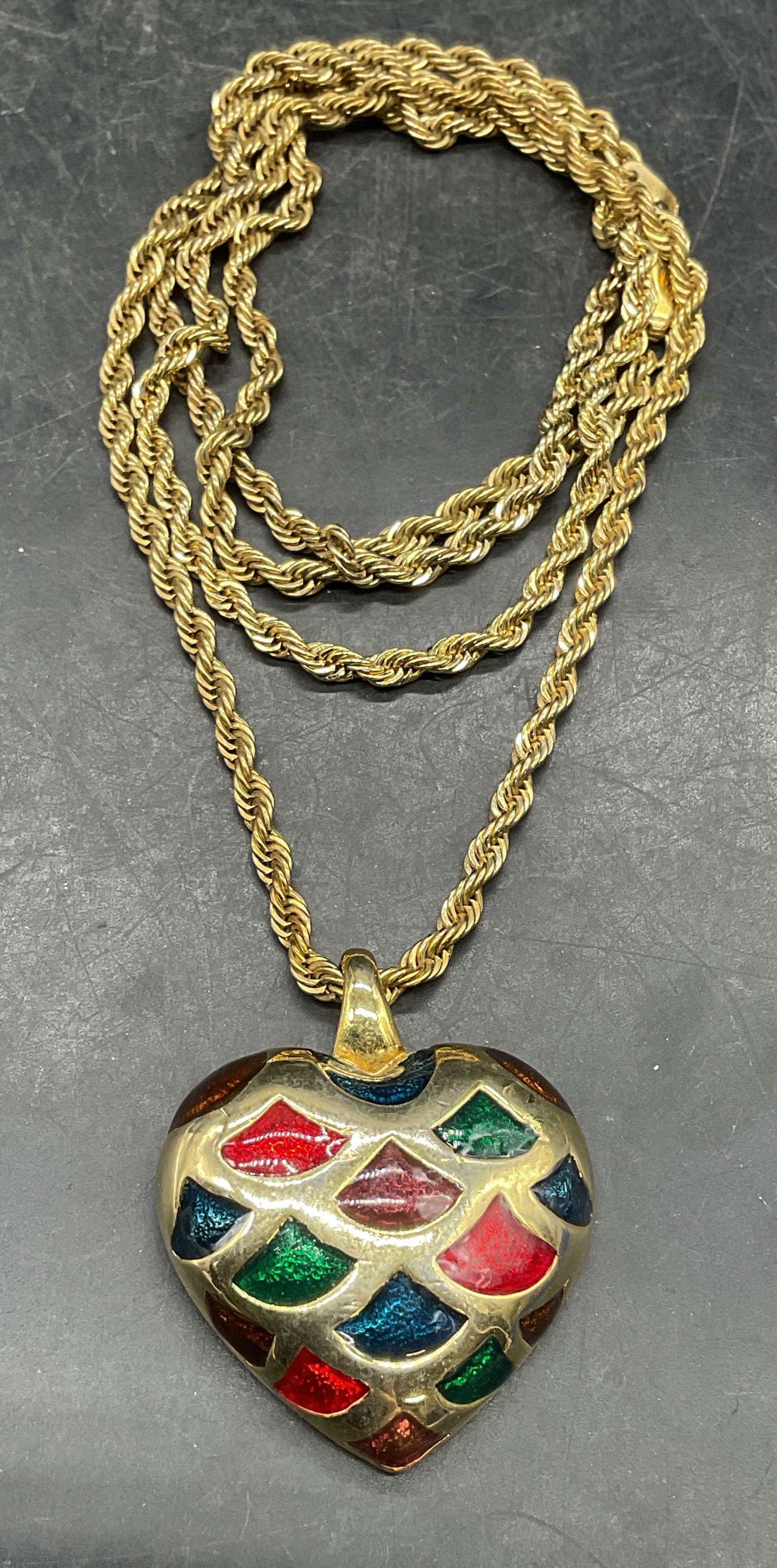 14K Gold Pl Chain Heart Pendant Necklace (1 of 6)