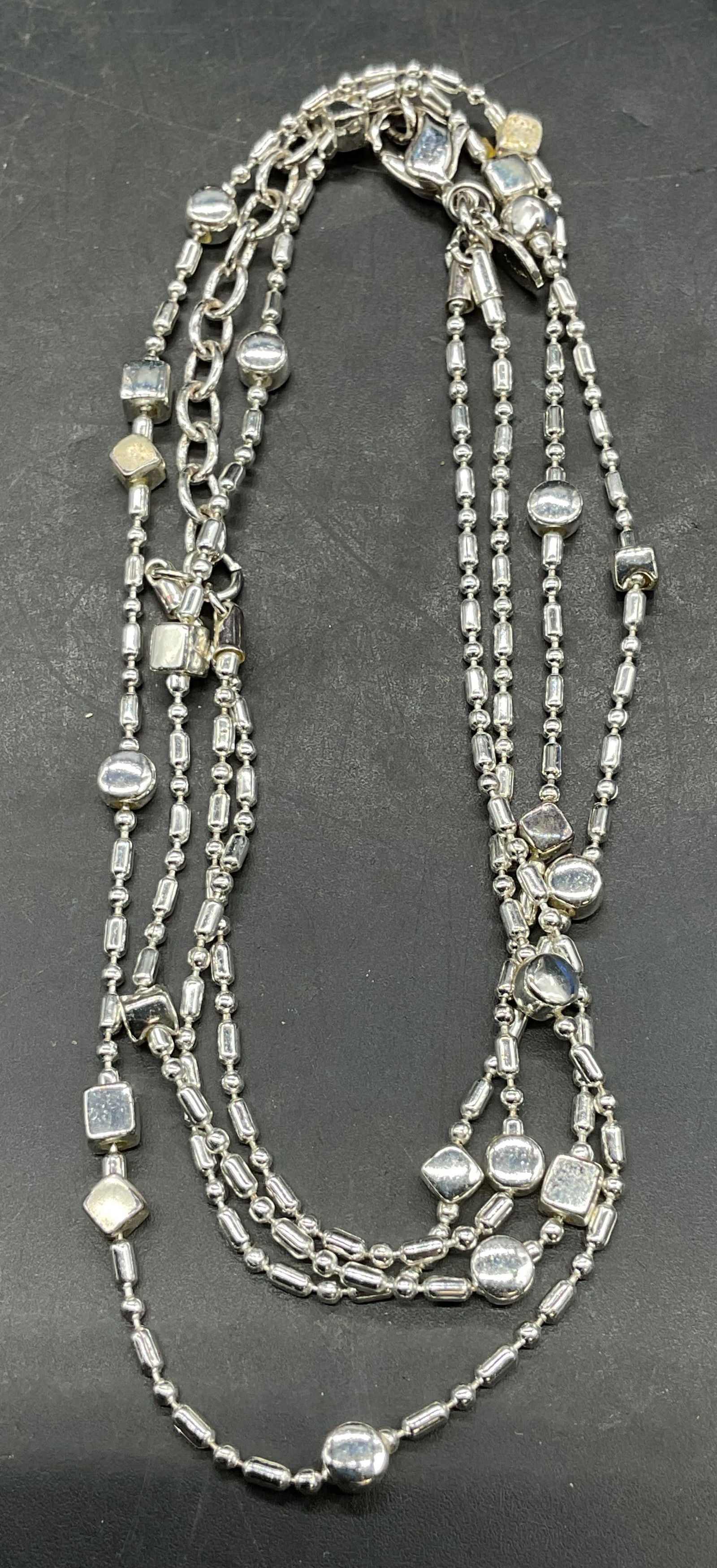 Monet Silver Tn Double Chain Beaded Necklace (1 of 6)