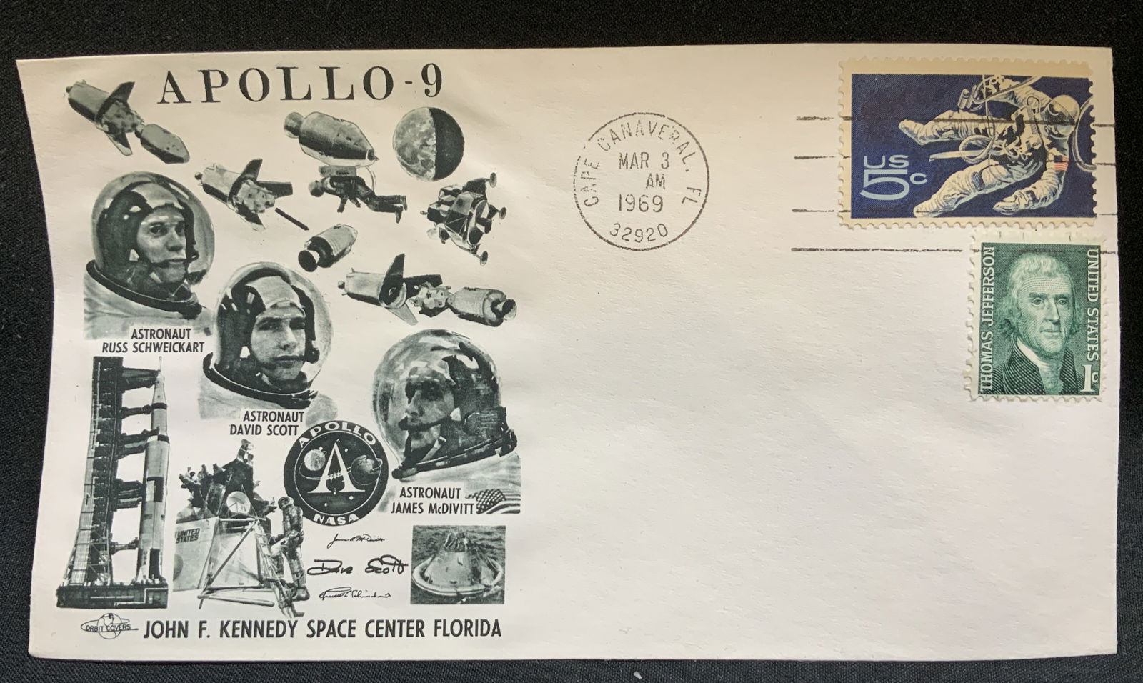 1969 Apollo9 Space Mission Comm Postal Cover Stamp (1 of 6)