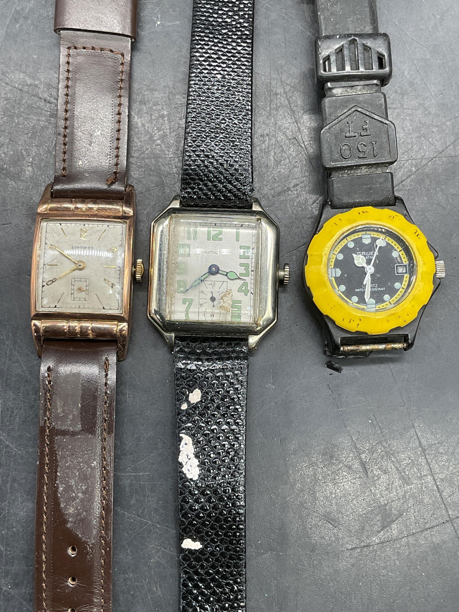 Lot 3 Longines, Hamilton, Gruen Watches (1 of 7)