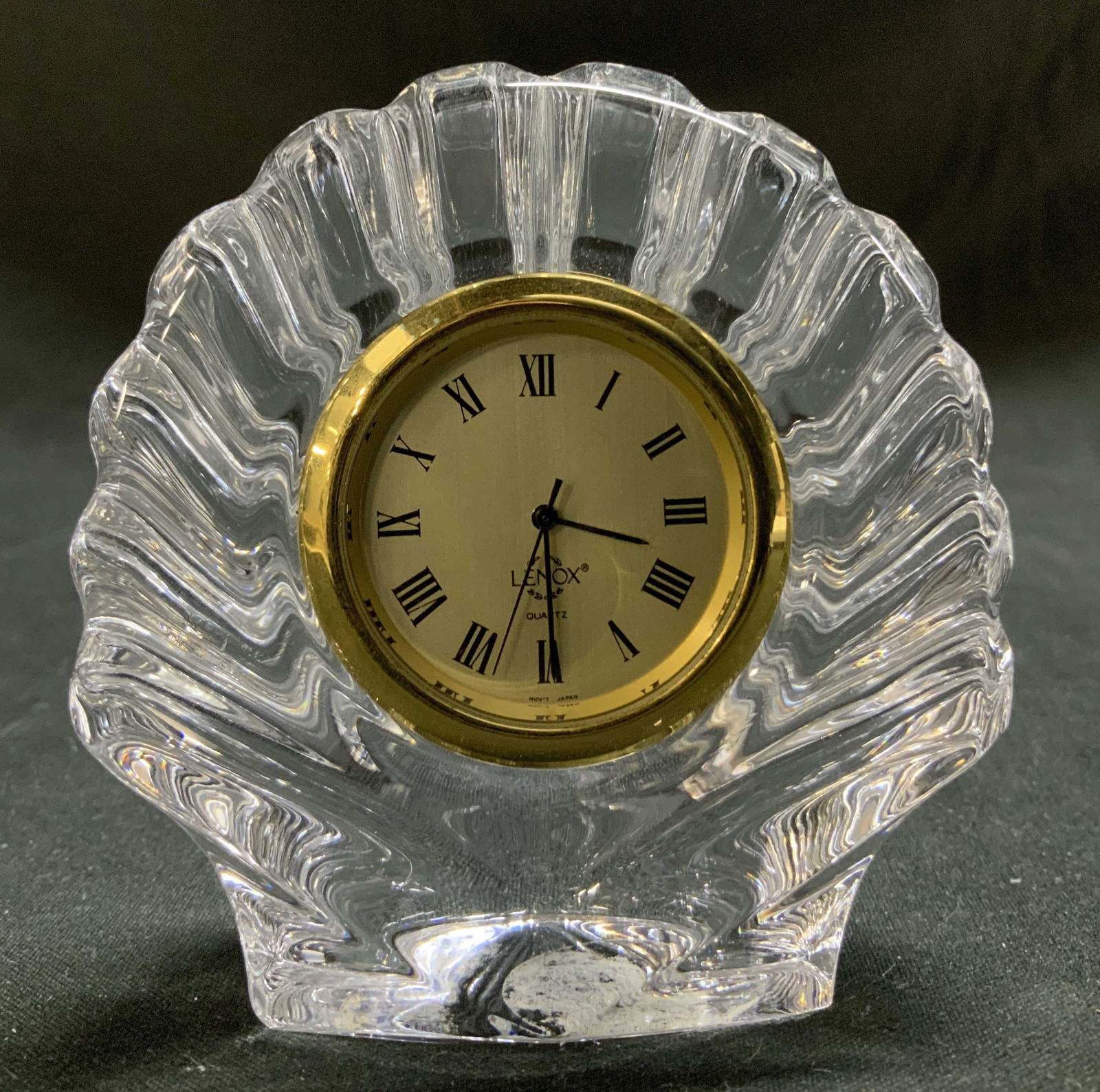 Vtg Lenox Lead Crystal Quartz Shell Clock JAPAN (1 of 6)