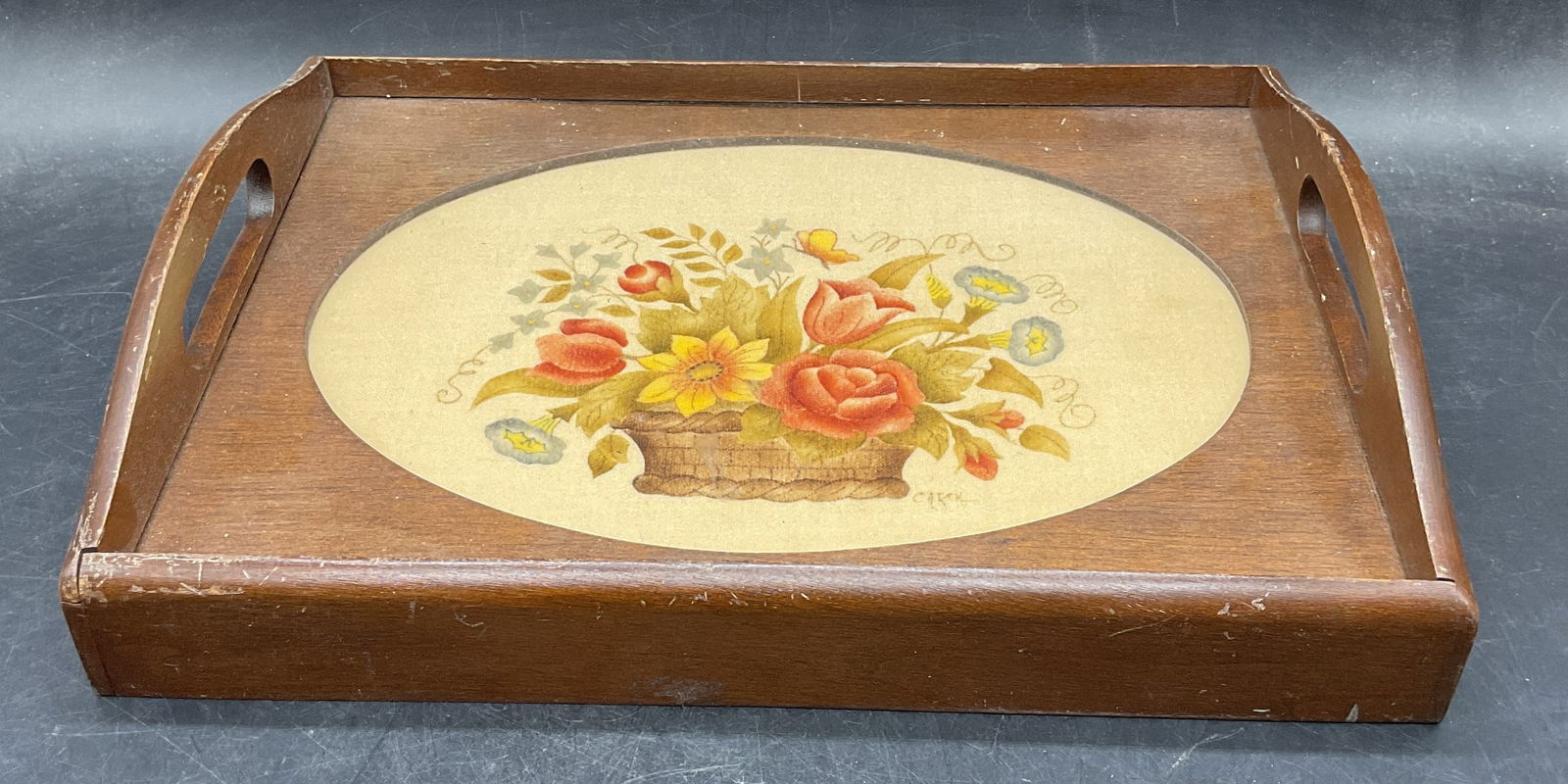 Signed Carol Theorem Painting Wood Serving Tray (1 of 8)
