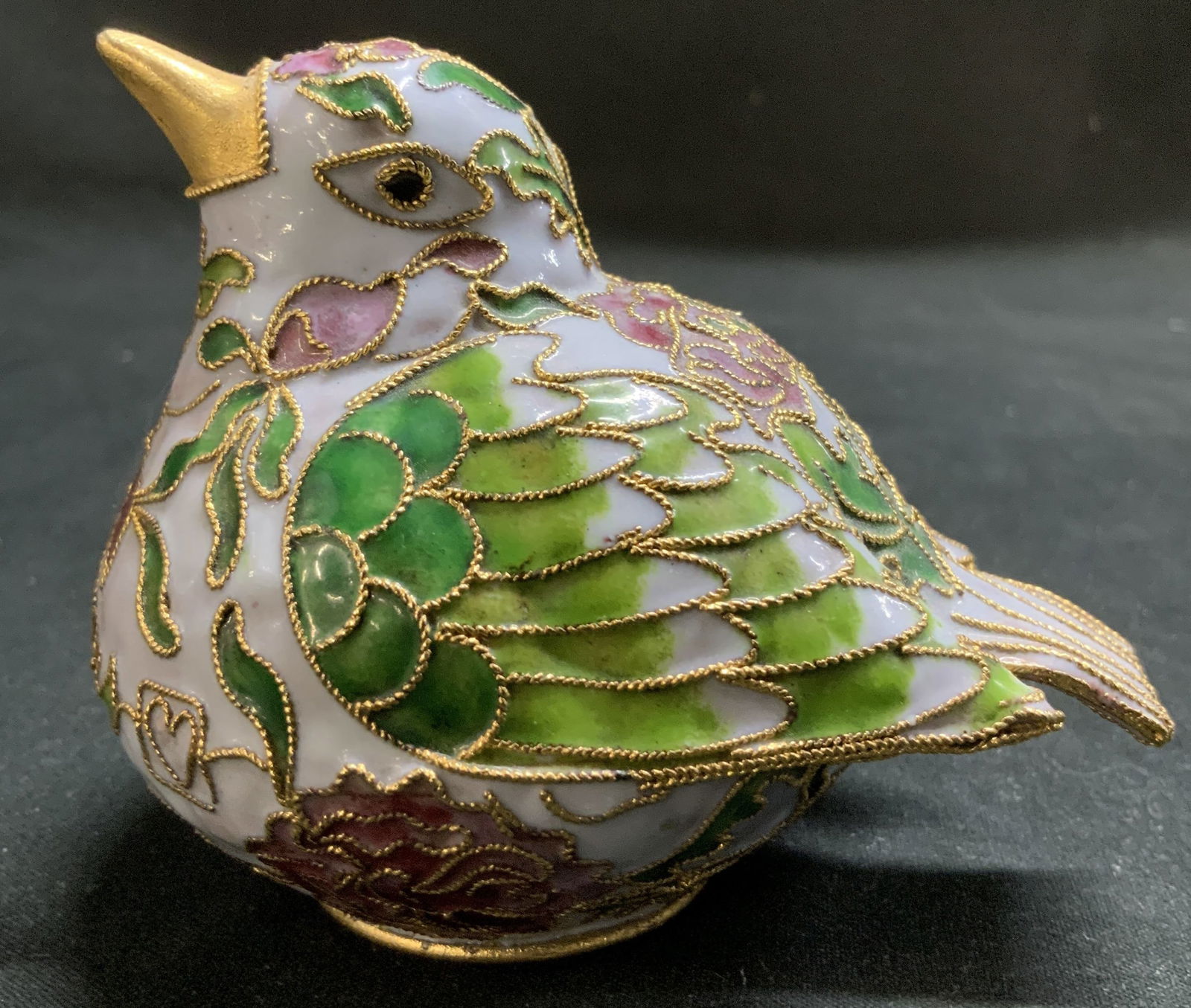 Vtg Cloisonne Enamel Floral Bird Figurine (1 of 6)