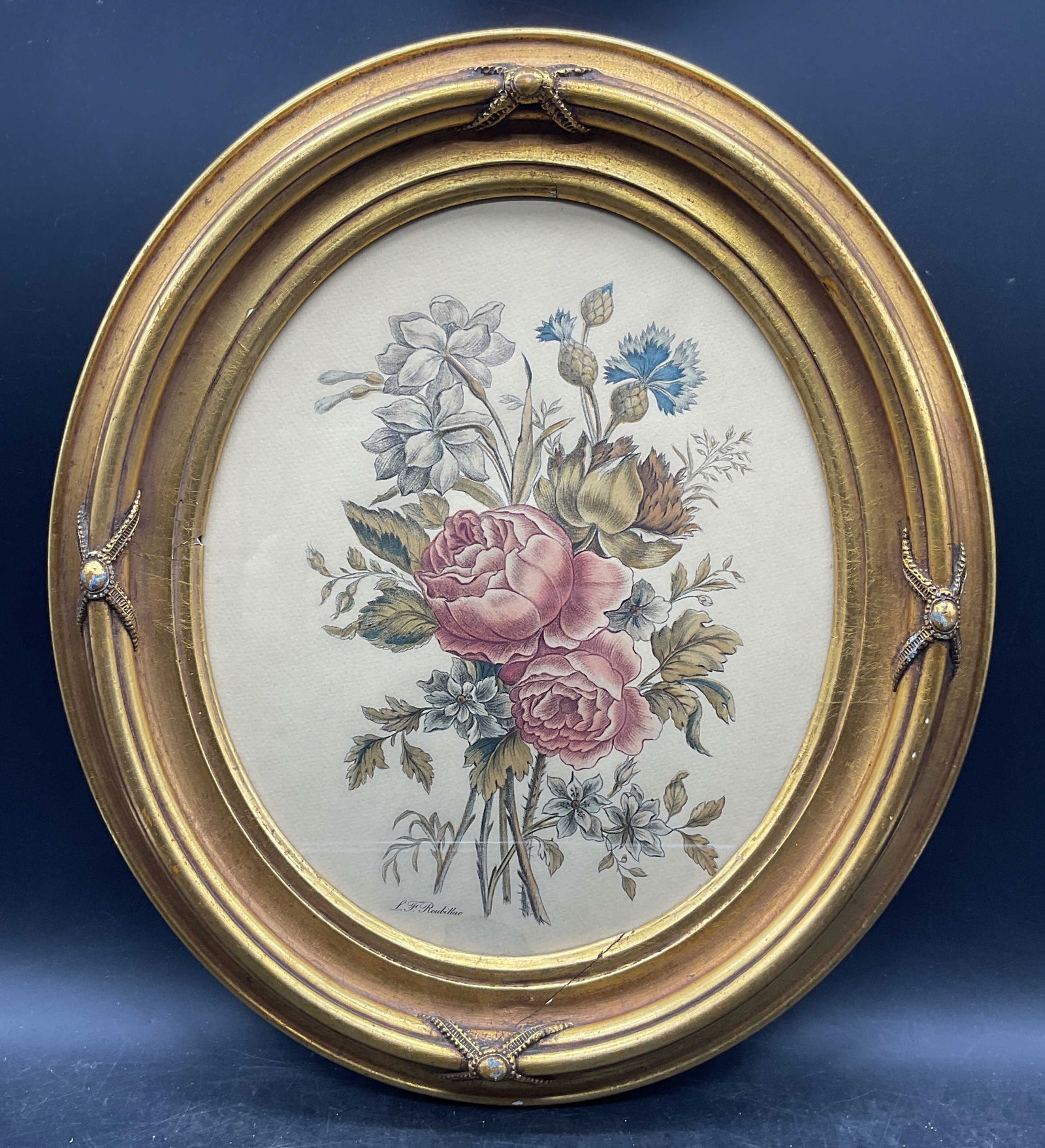 Gilt Framed L F Roubillac Flowers Lithograph (1 of 6)