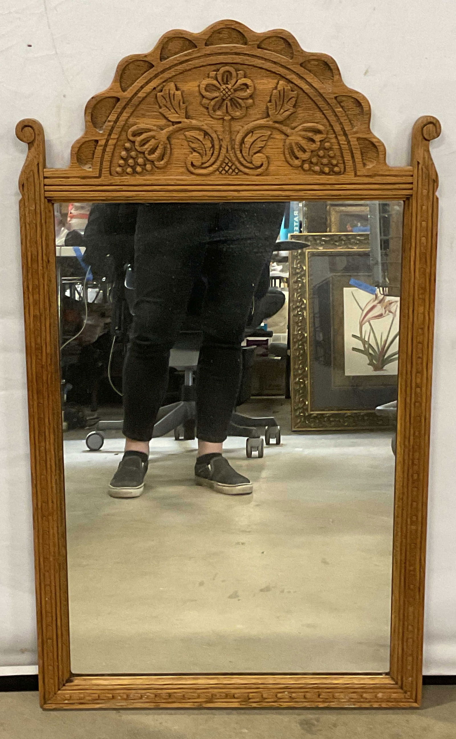 French Country Style Floral Wood Wall Mirror (1 of 6)