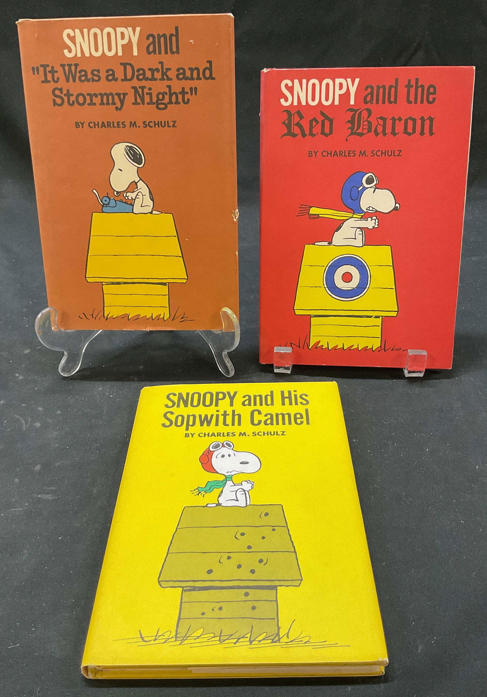 Lot 3 1st Ed Snoopy Illus Bks Schulz 1960s-70s: Lot of 3 books. First edition books. Hard cover books with illustrated book jackets Snoopy books by Charles M. Schulz. Titles include Snoopy and It Was a Dark and Stormy Night (1971), Snoopy and His S