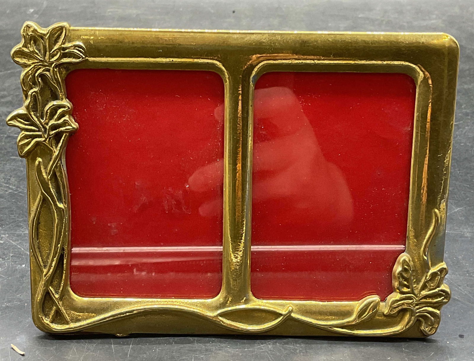 Vintage Brass Floral Double Picture Frame, Italy (1 of 6)