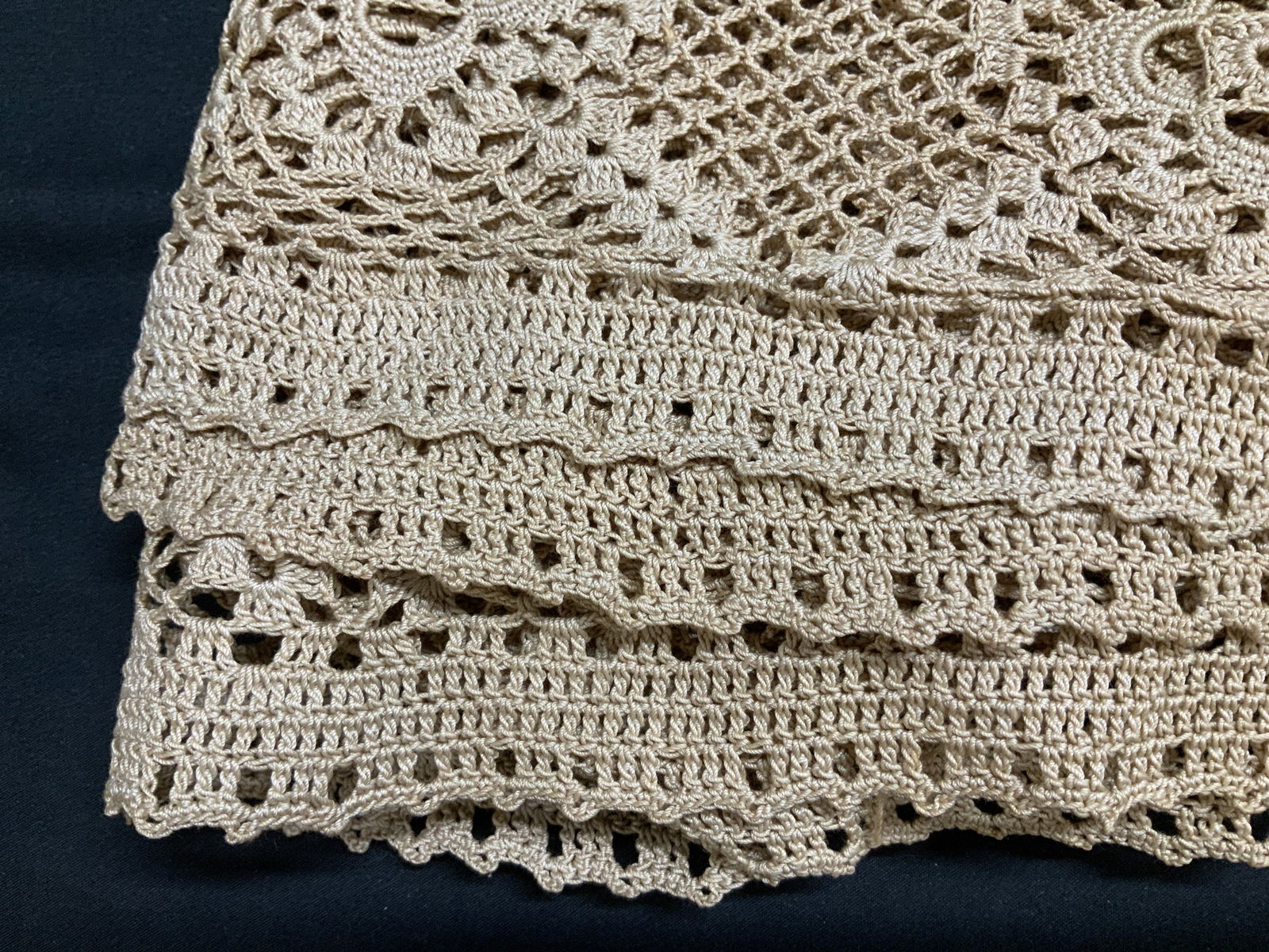 Vntg Cream Lace Rectangular Tablecloth - 3