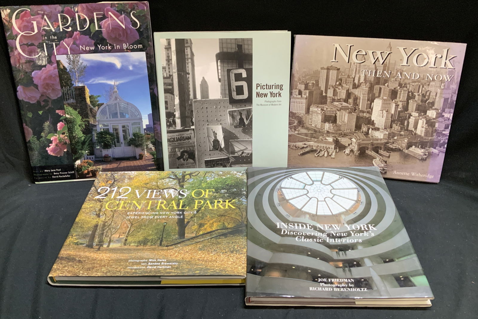 Lot 5 1999-2000s NY City, Garden&Interior Bks POOL: Lot includes, Gardens in the City New York in Bloom by Mary Jane Pool (possible 1999 no visible publication date), 212 Views of Central Park by Sandee Brawarsky (2002), Inside New York by Joe Friedman