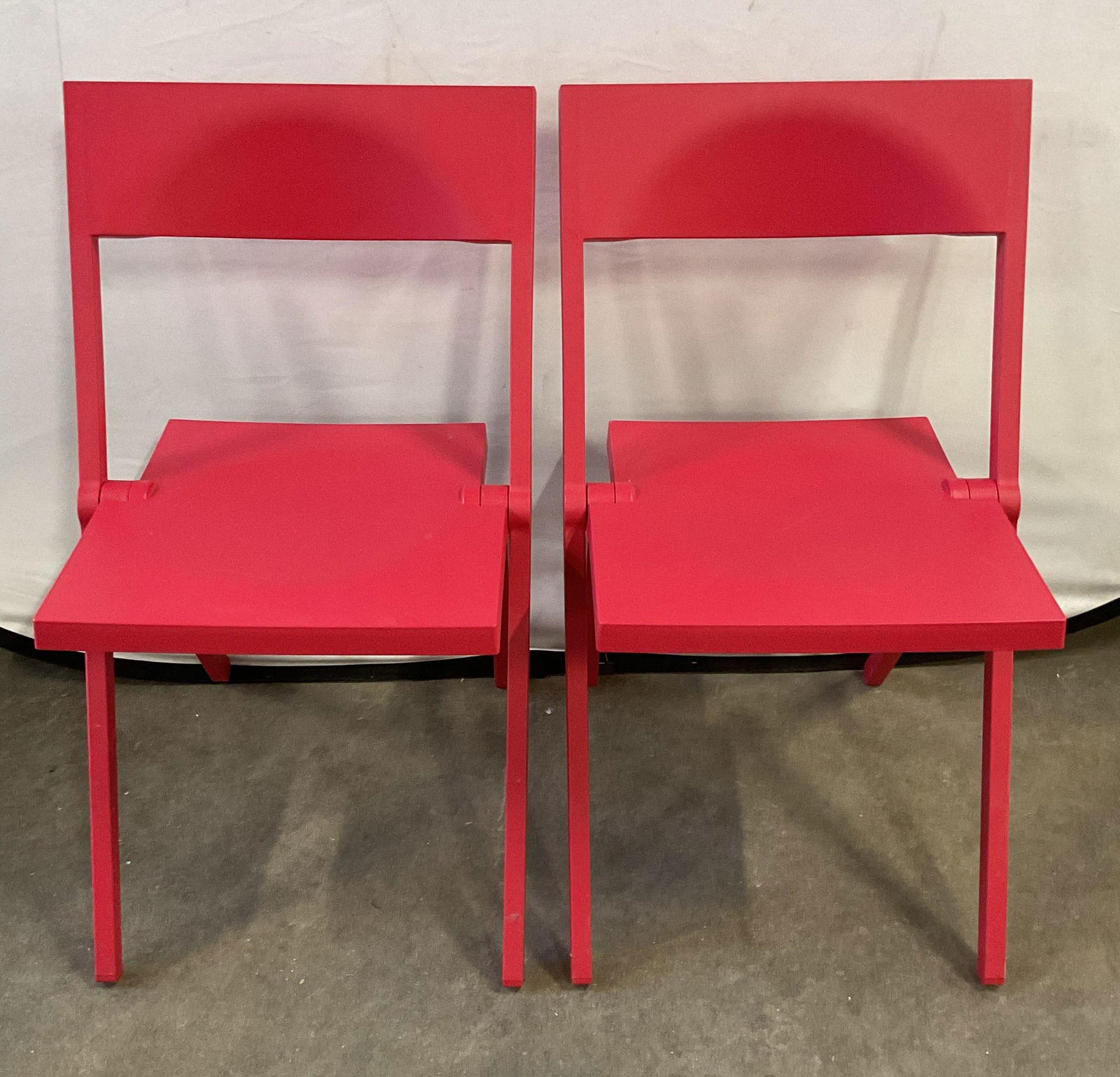 Pair Red Plastic Folding Chairs (1 of 6)