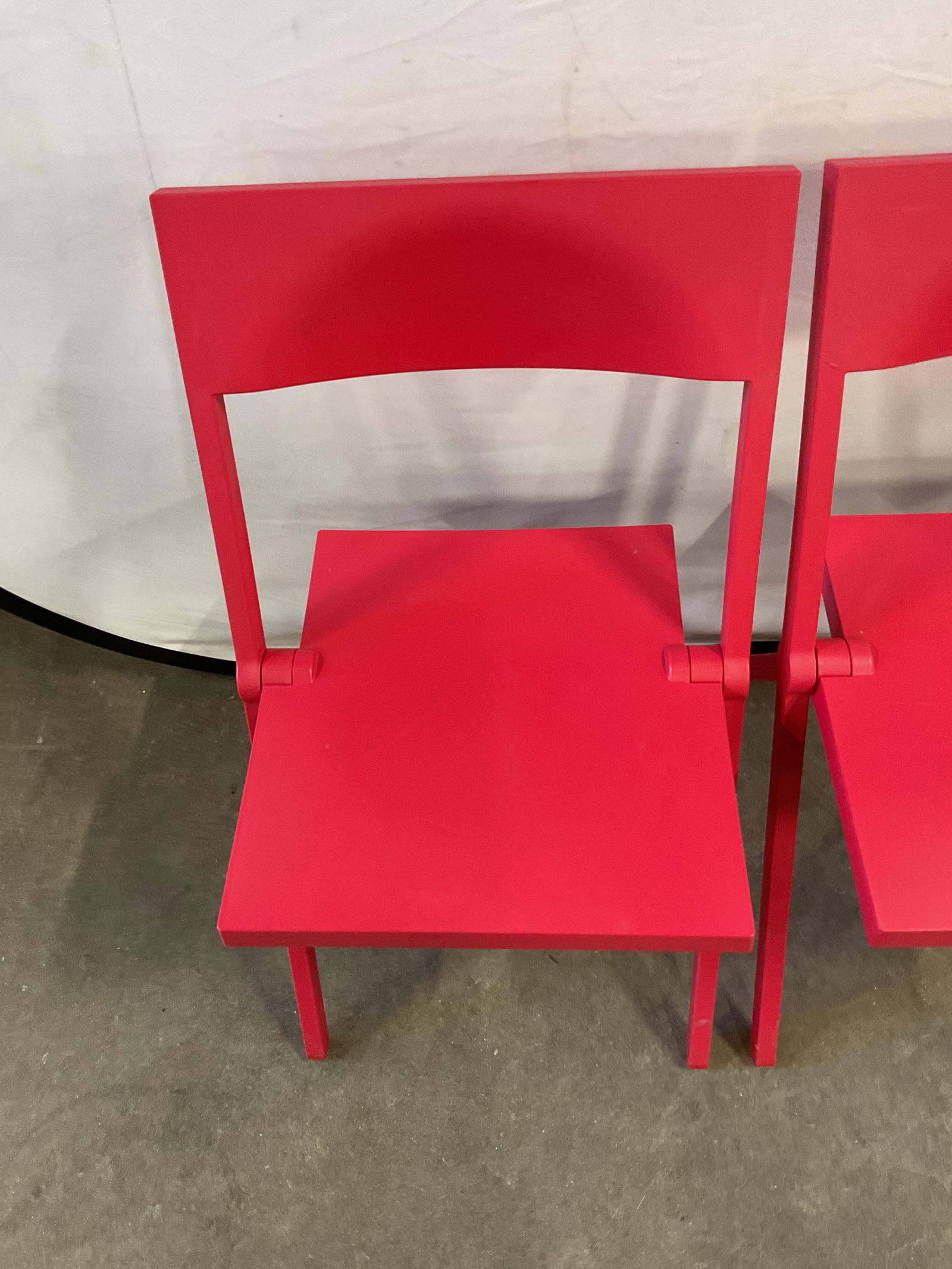 Pair Red Plastic Folding Chairs - 2