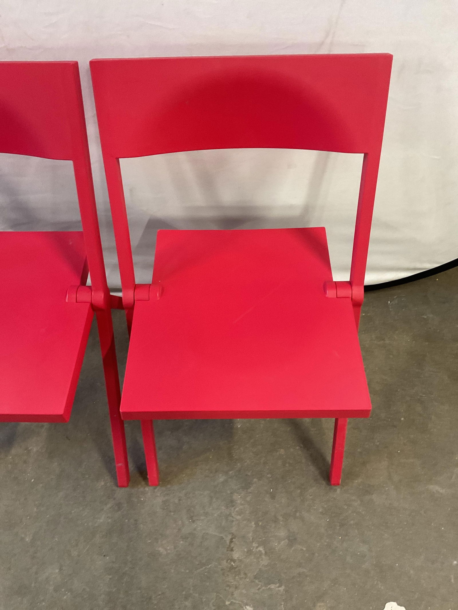 Pair Red Plastic Folding Chairs - 3