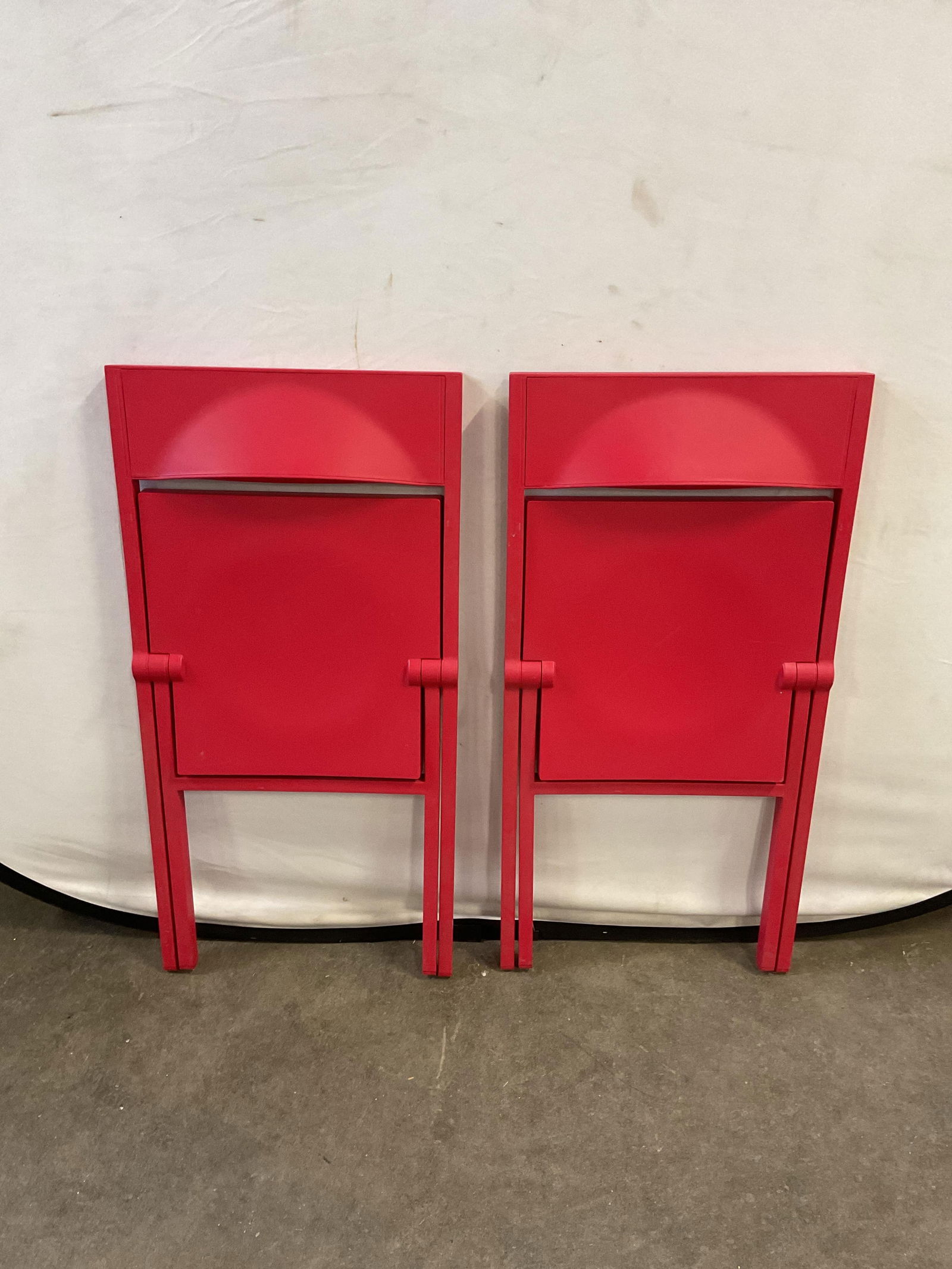 Pair Red Plastic Folding Chairs - 6