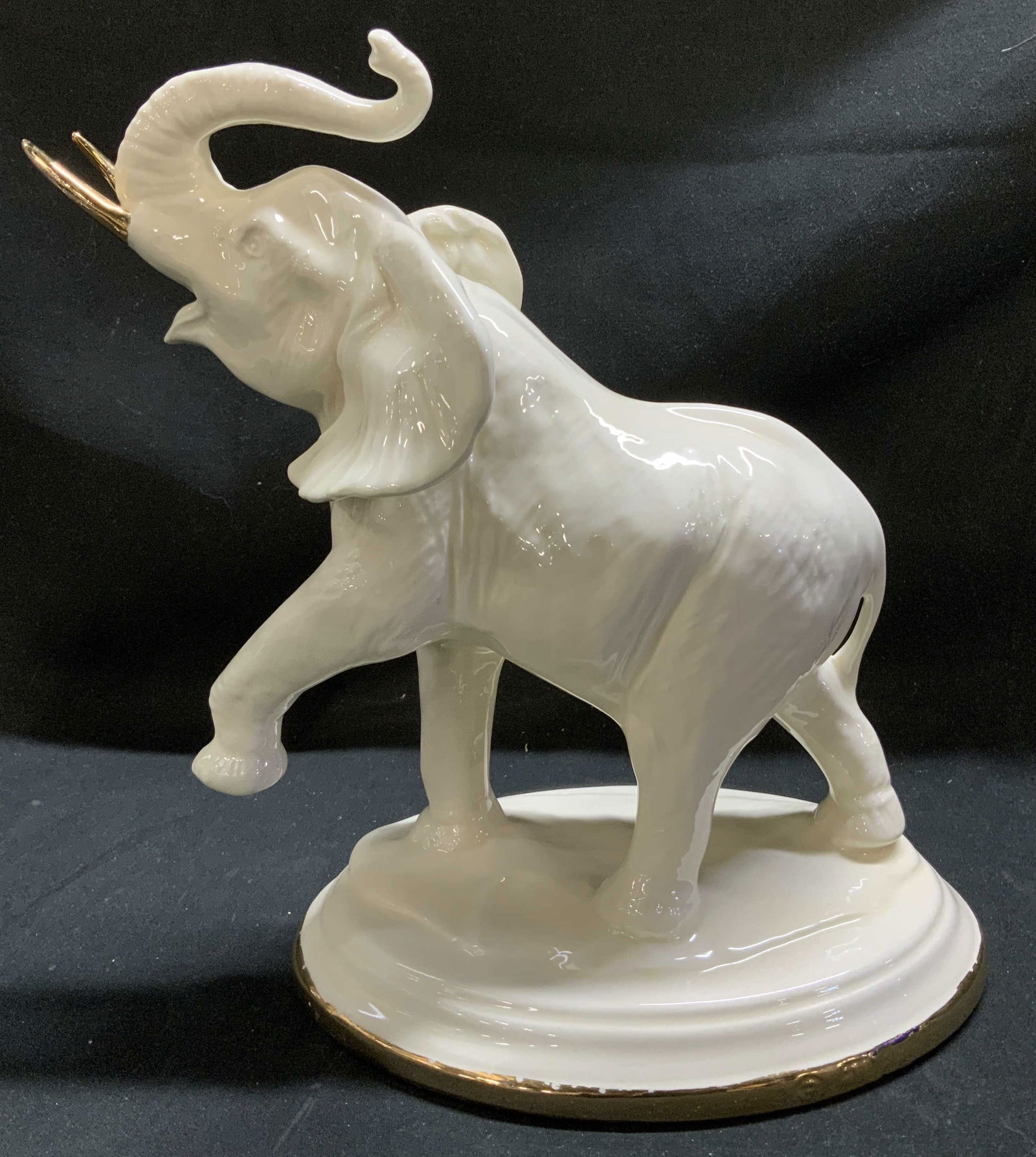 Vtg White Glazed & Gilt Elephant Figurine (1 of 6)