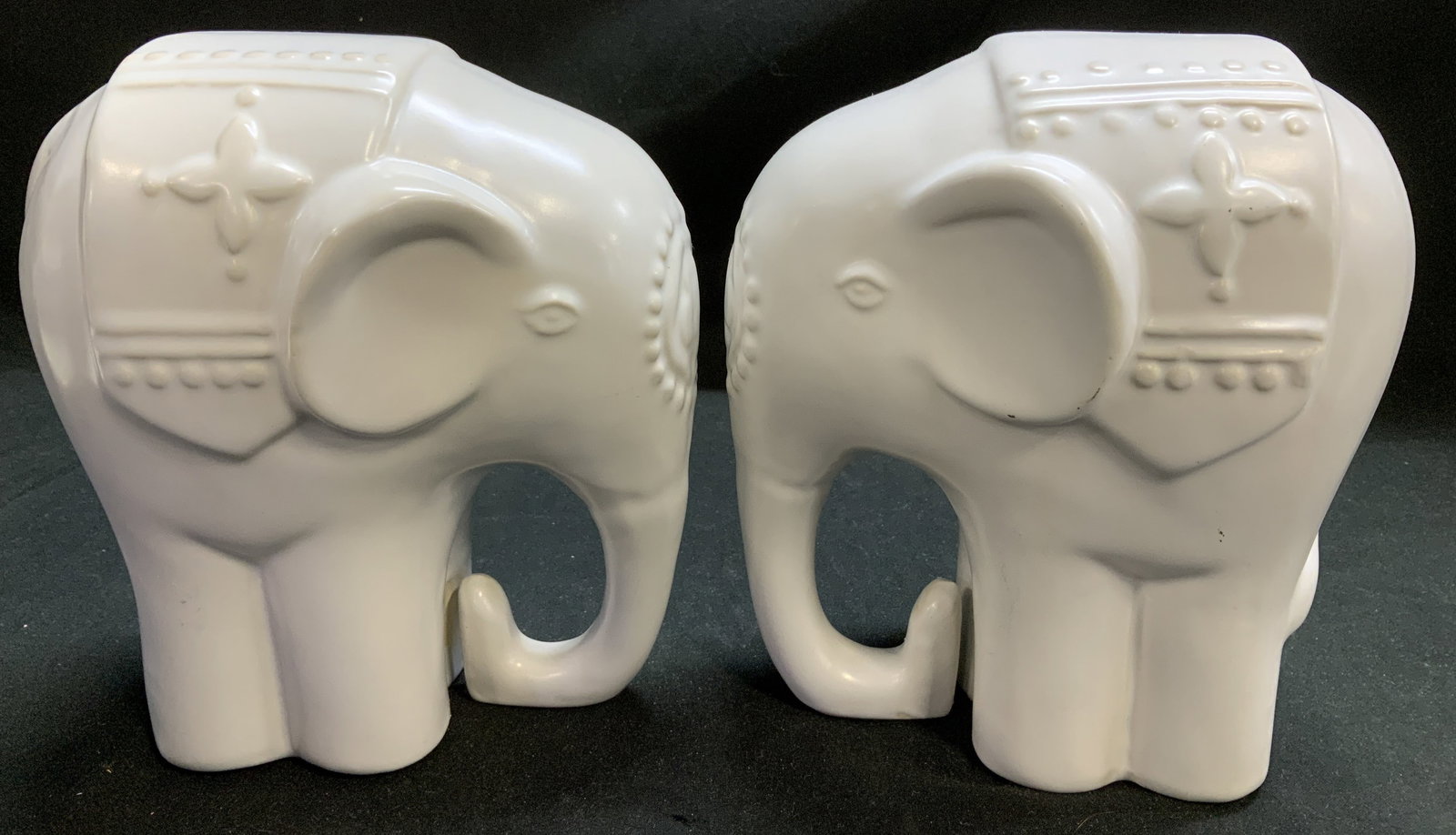 Pair Pier 1 Imports White Ceramic Elephant Figs (1 of 6)