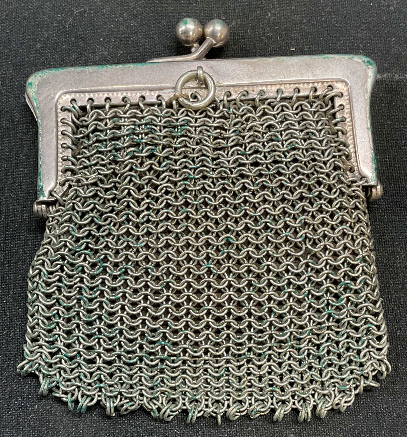 Silver Tone Mesh Leather Lined Coin Purse (1 of 6)