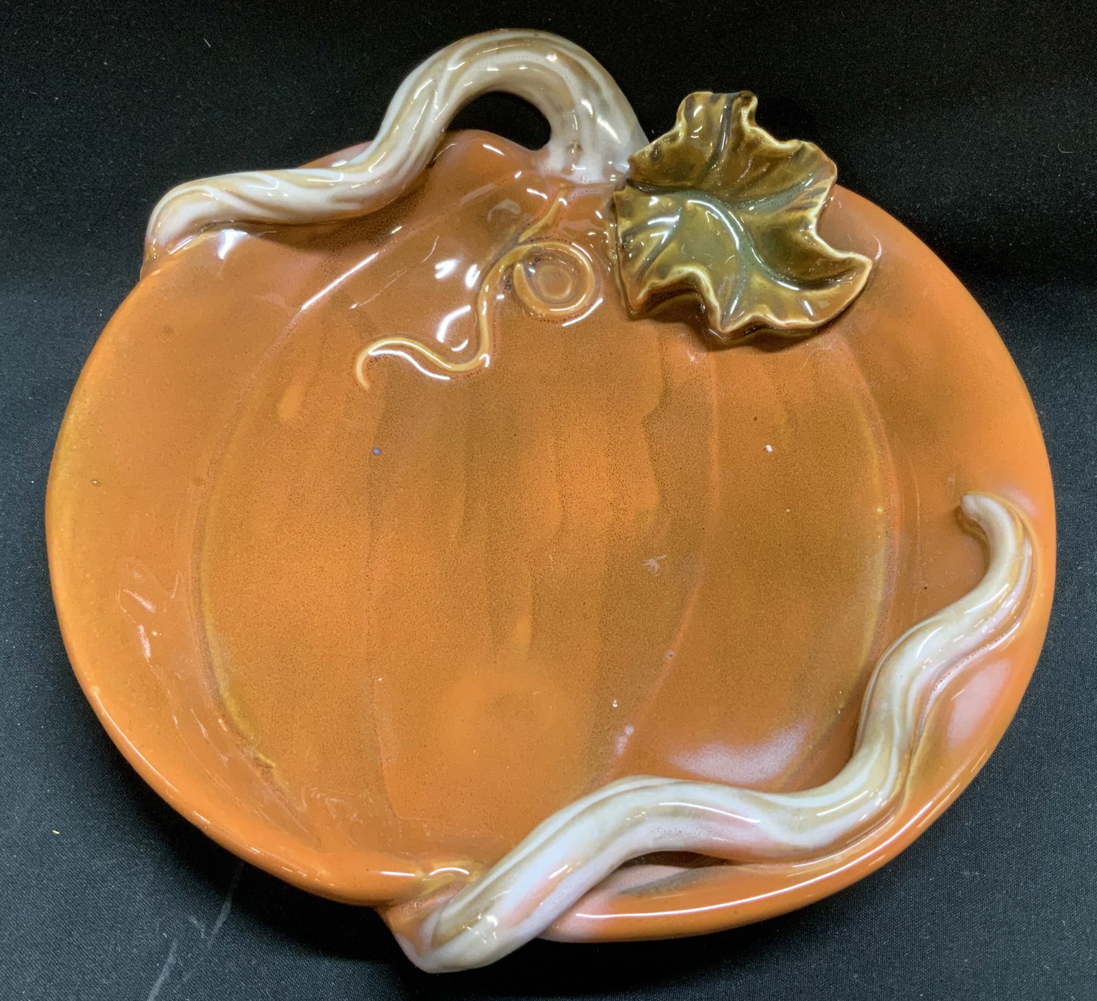 Hand Painted Glazed Pumpkin Deco Plate (1 of 6)