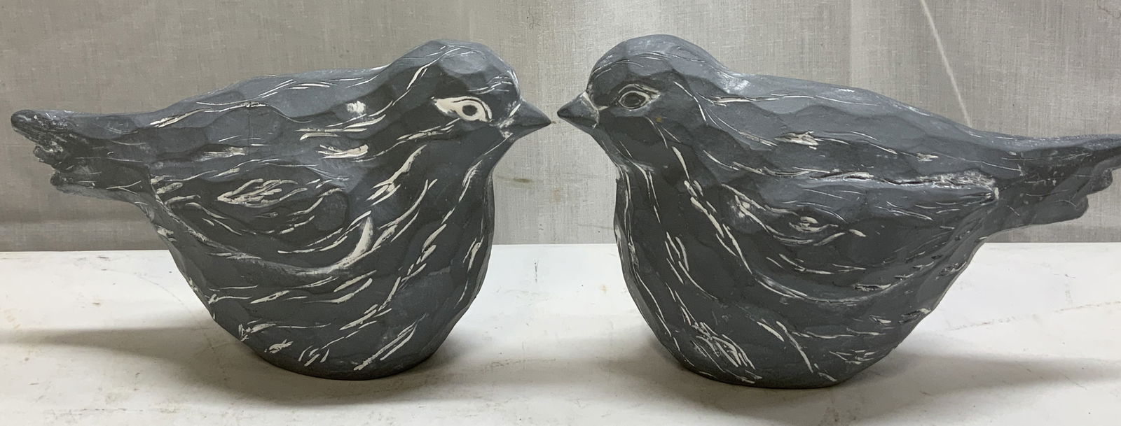 Pair Hand Painted Grey Bird Figurines (1 of 6)