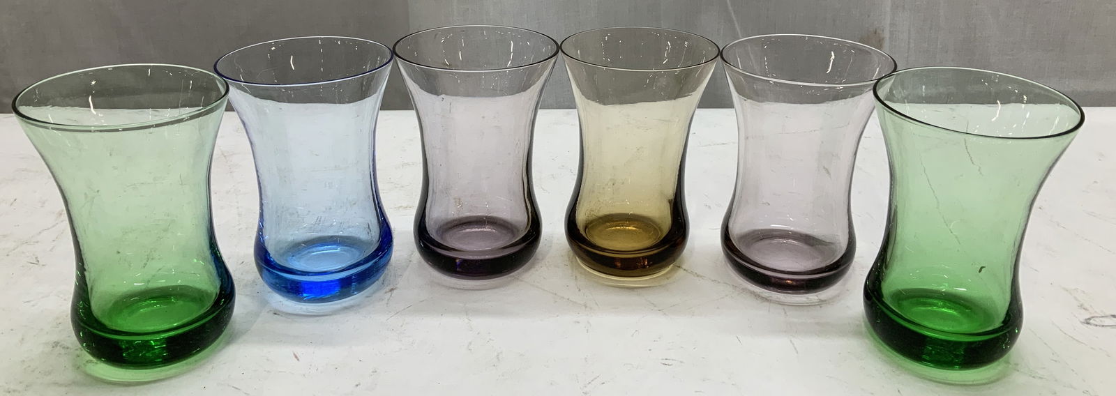 Lot 6 Vntg Multicolored Shot Glasses (1 of 6)