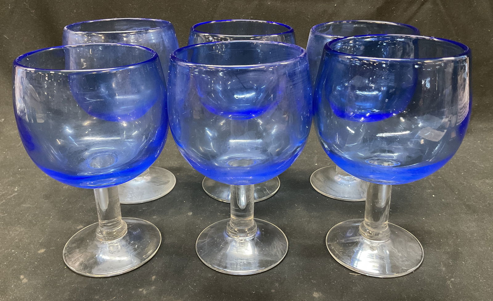 Set 6 Vintage Cobalt Blue Goblets (1 of 7)