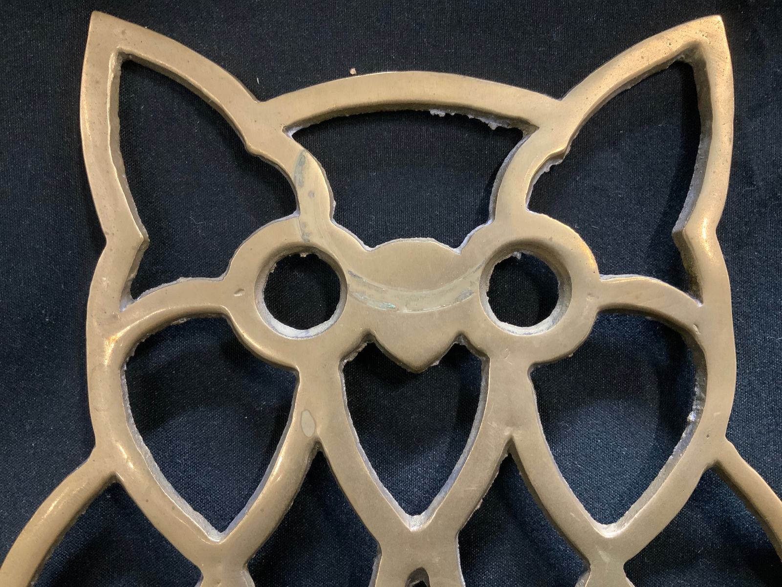 Vintage Solid Brass Owl Trivet - 2
