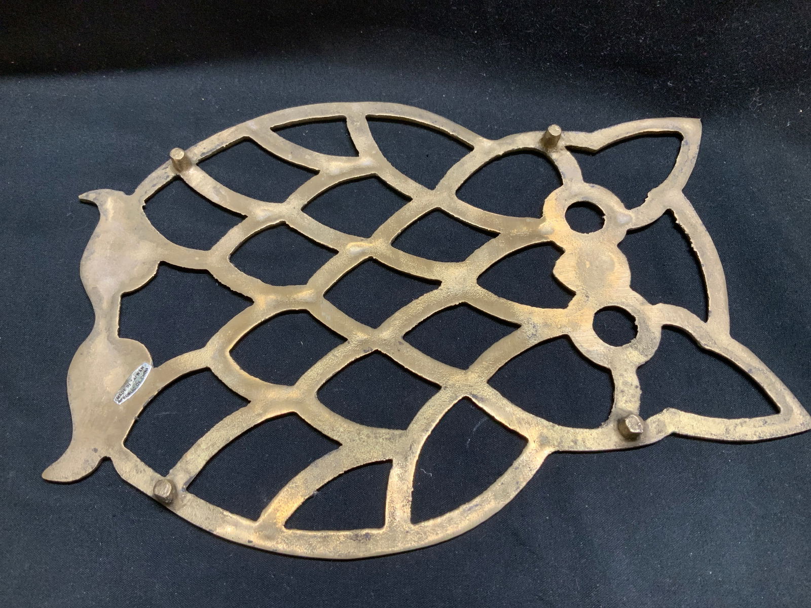 Vintage Solid Brass Owl Trivet - 6