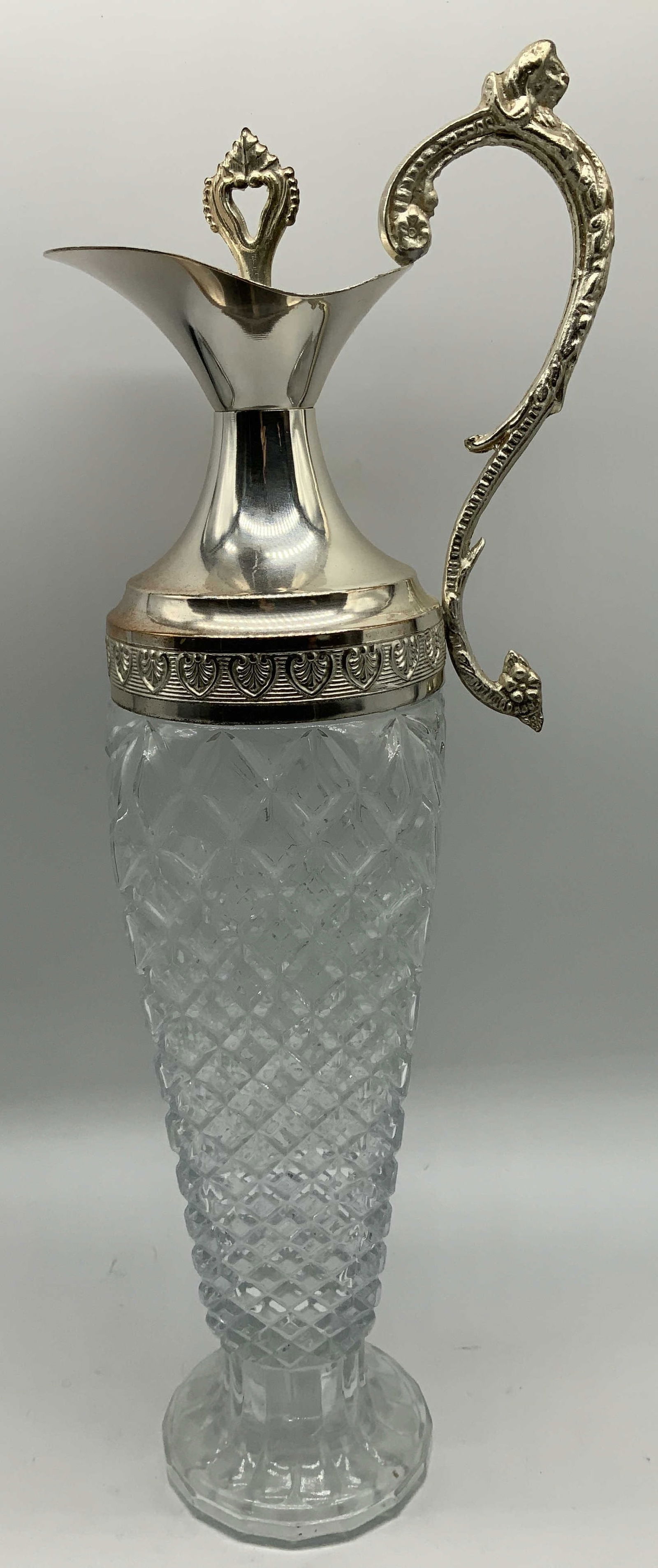 Vntg Ornate Silver Plated & Crystal Decanter (1 of 7)