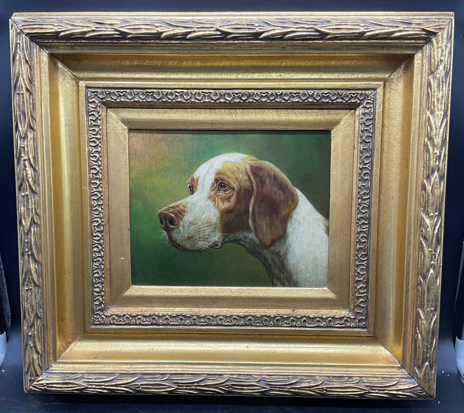 Framed Hunting Dog Oil Painting (1 of 6)